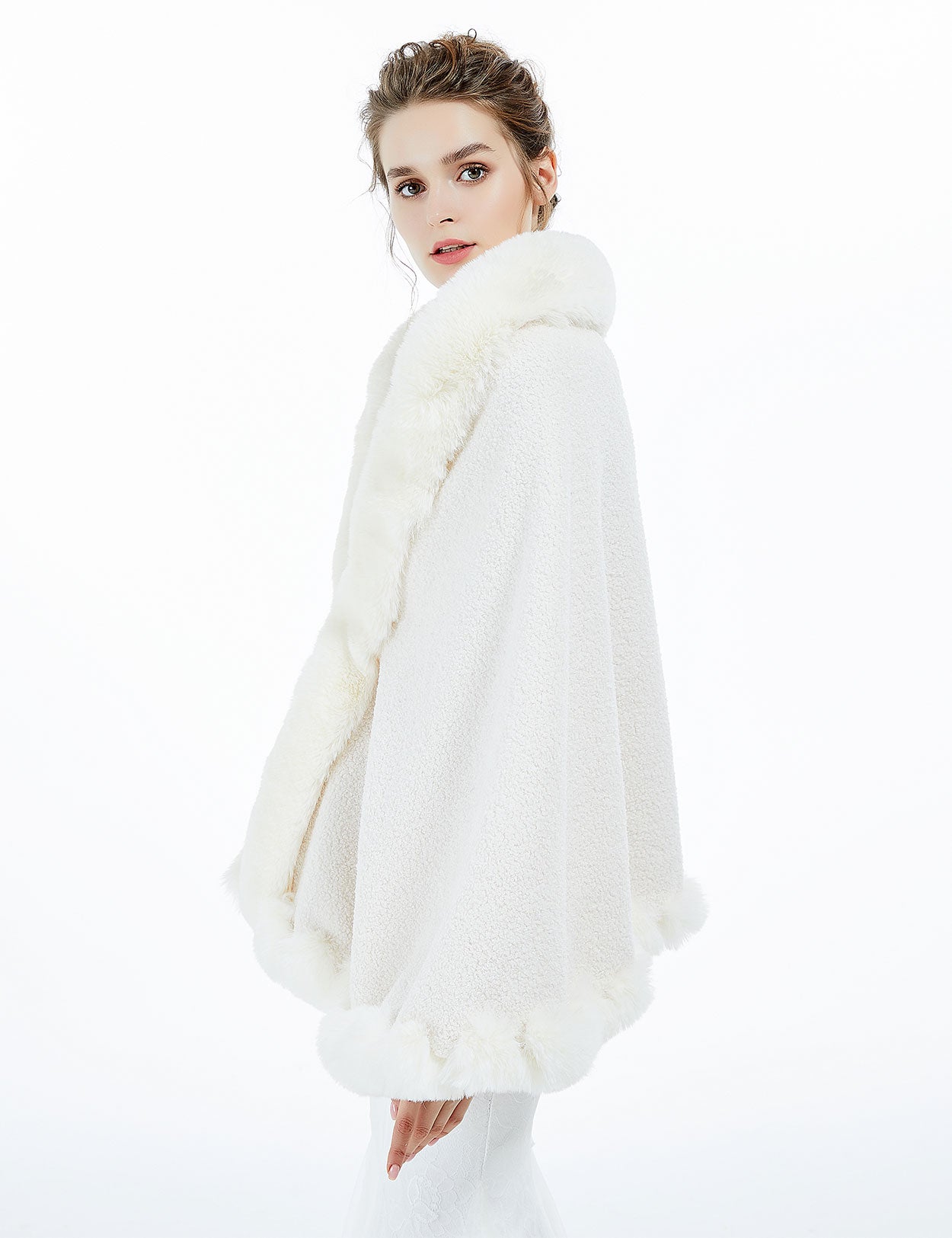 Warm Faux Fur Bridal Shawl for Winter Weddings & Events