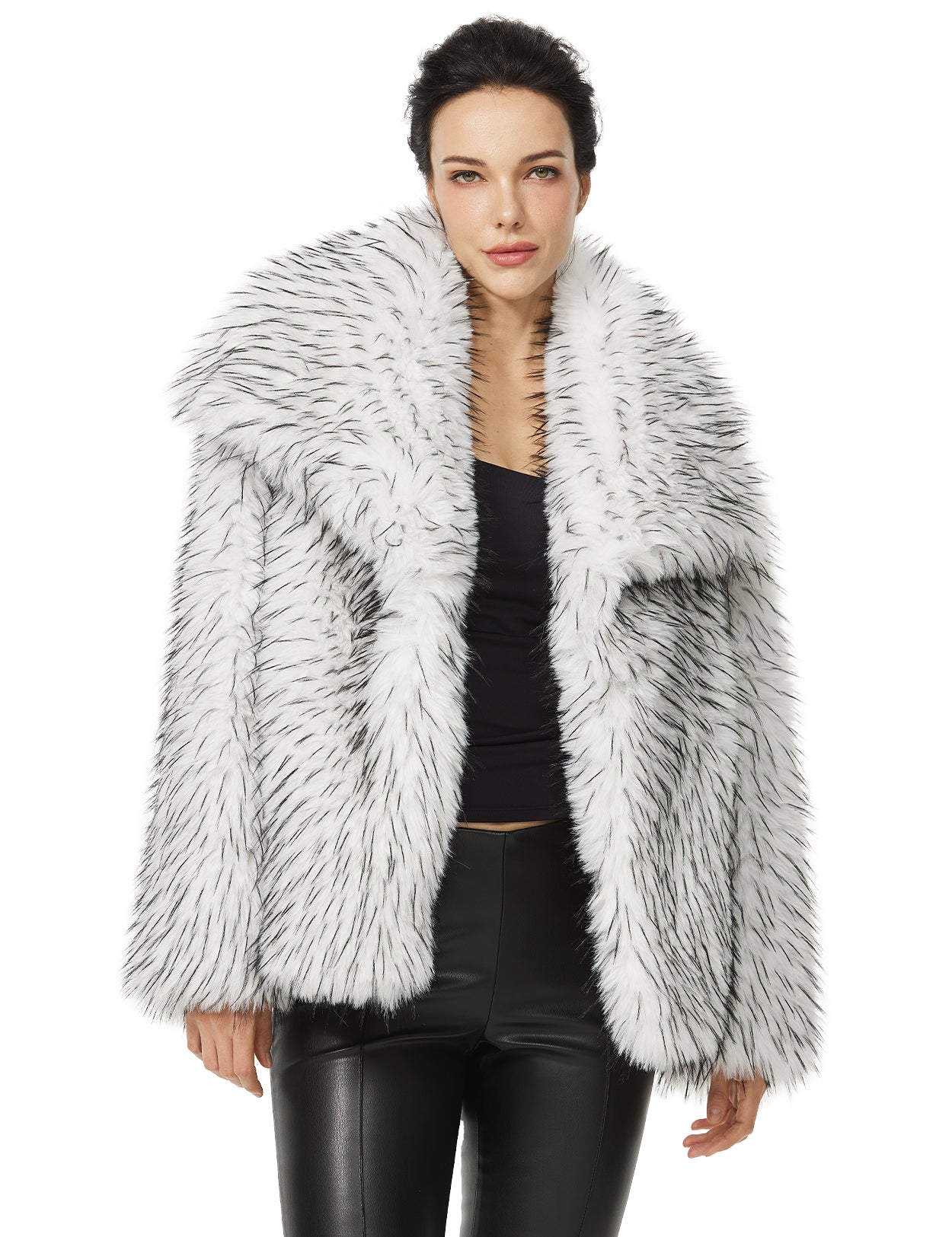 Women's Shaggy Faux Fur Coat with Pockets
