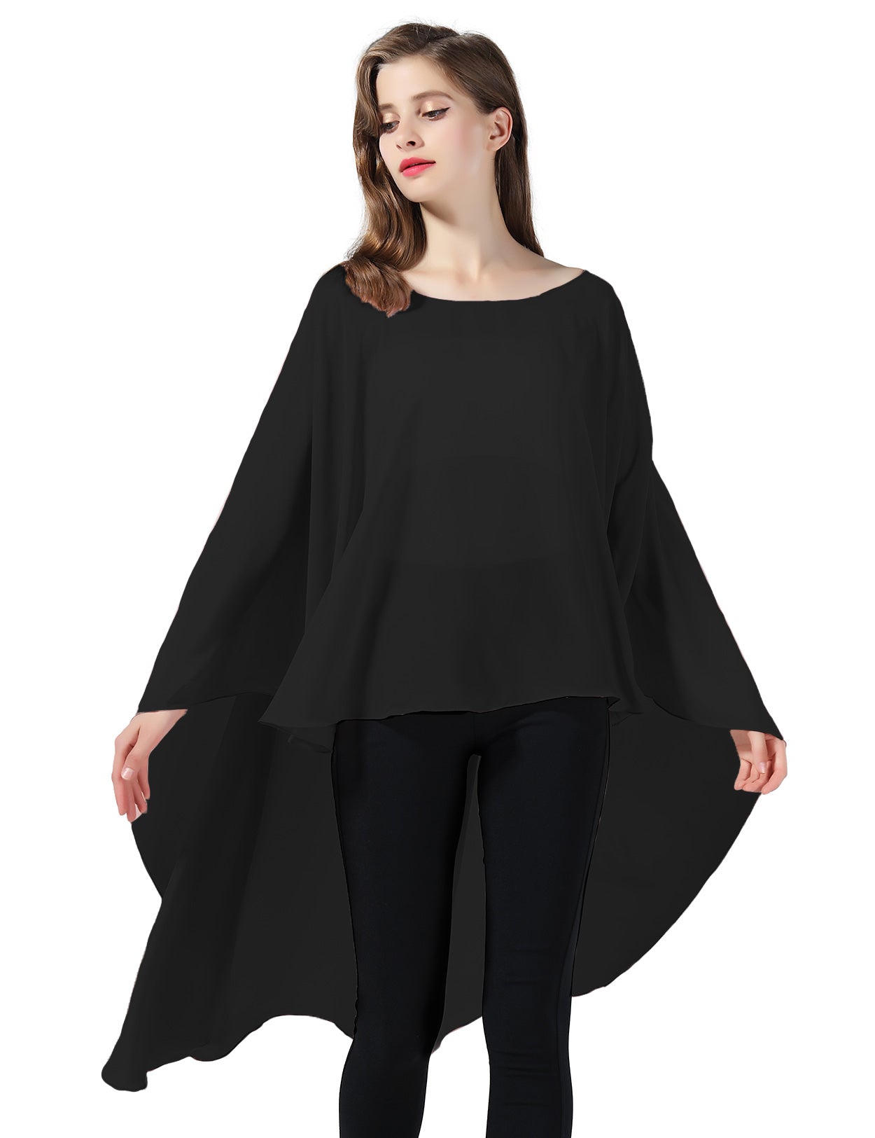 Chiffon High-Low Wedding Bridal Cape Shawl (24 colors)