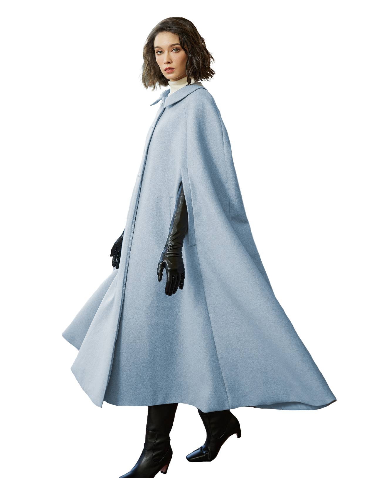Wool Blend Cloak with Slit Sleeves & Pockets | Winter Warm Cape