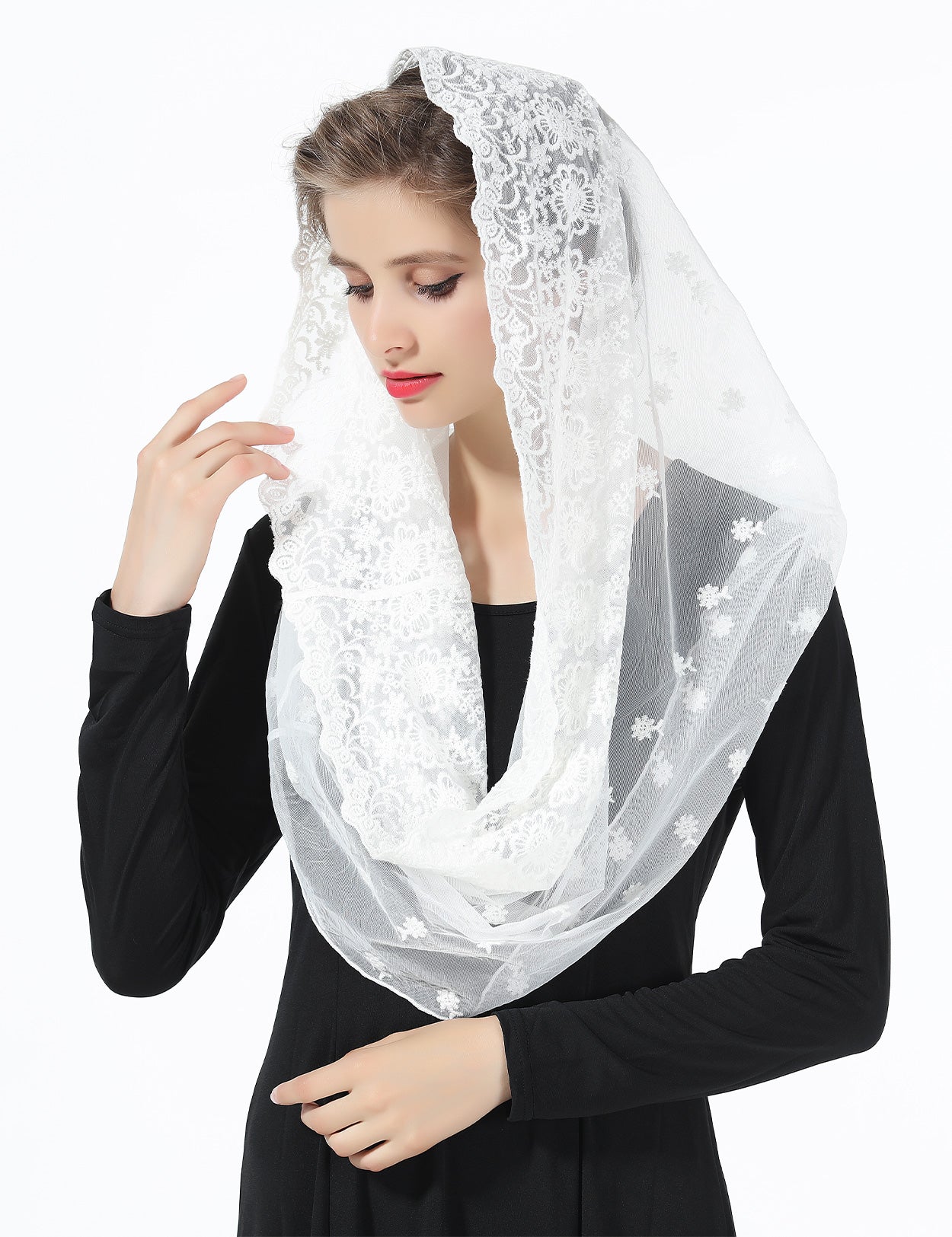 Easter Chapel Veil - Lace Mantilla for Church & Latin Mass