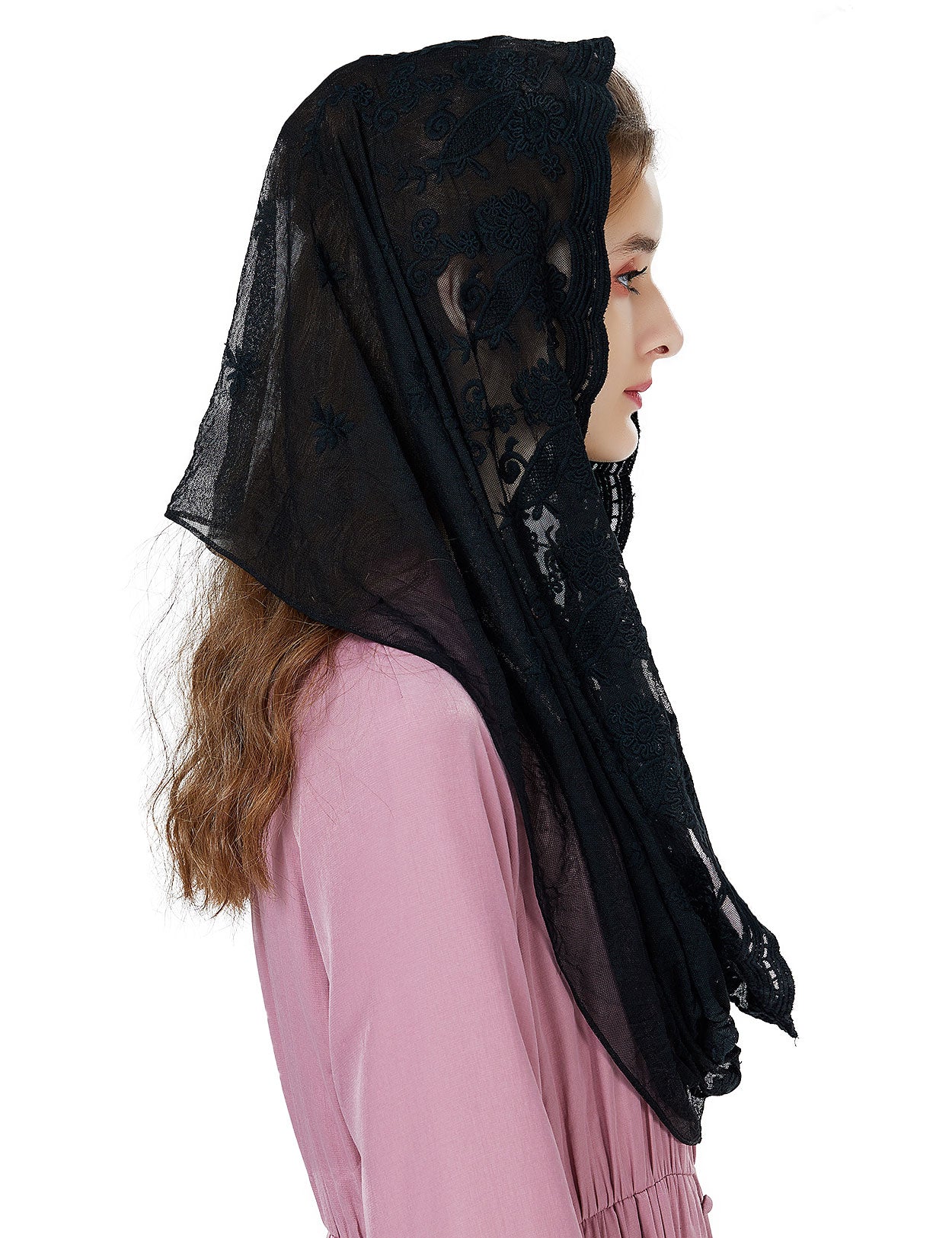Easter Chapel Veil for Women - Infinity Lace Mantilla Head Covering