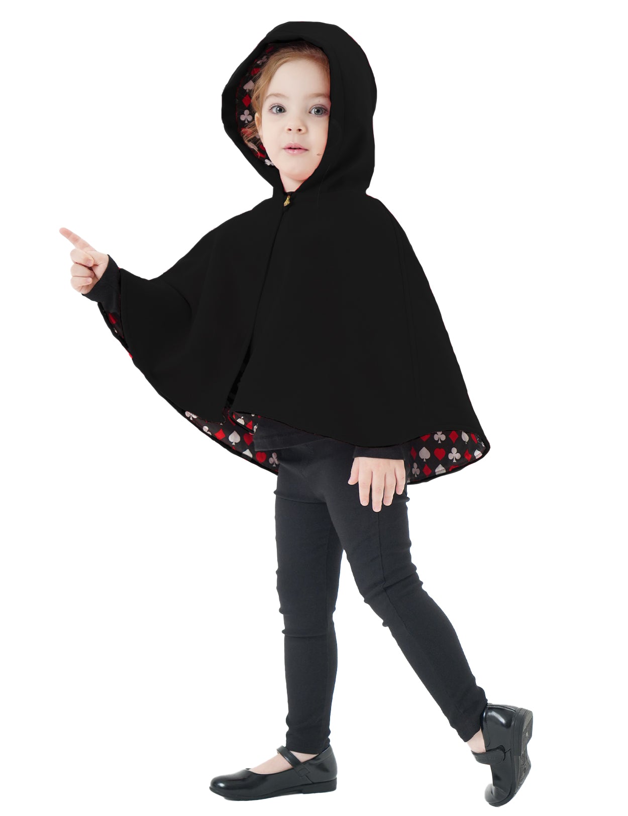 Girl's Hooded Cape Cloak with Cotton Lining for Halloween Christmas