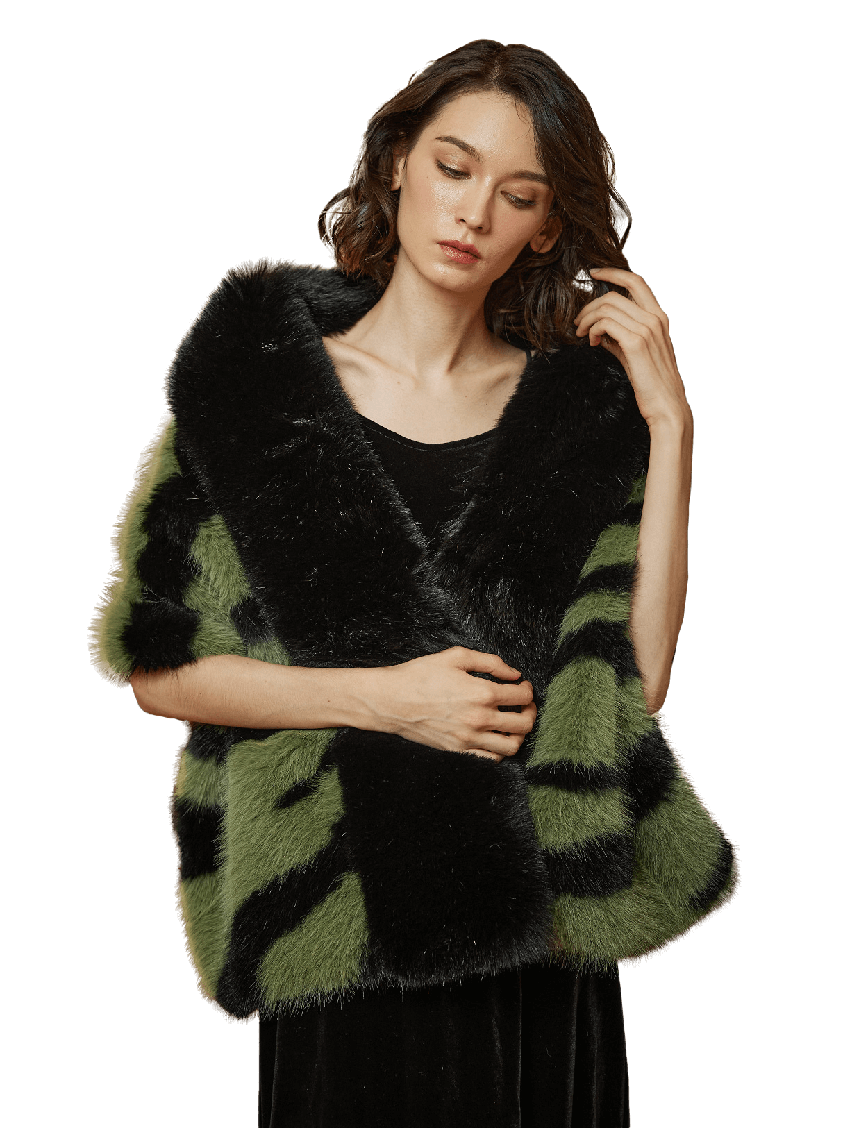 وشاح زفاف فاخر مزين بفرو المنك والثعلب الصناعي