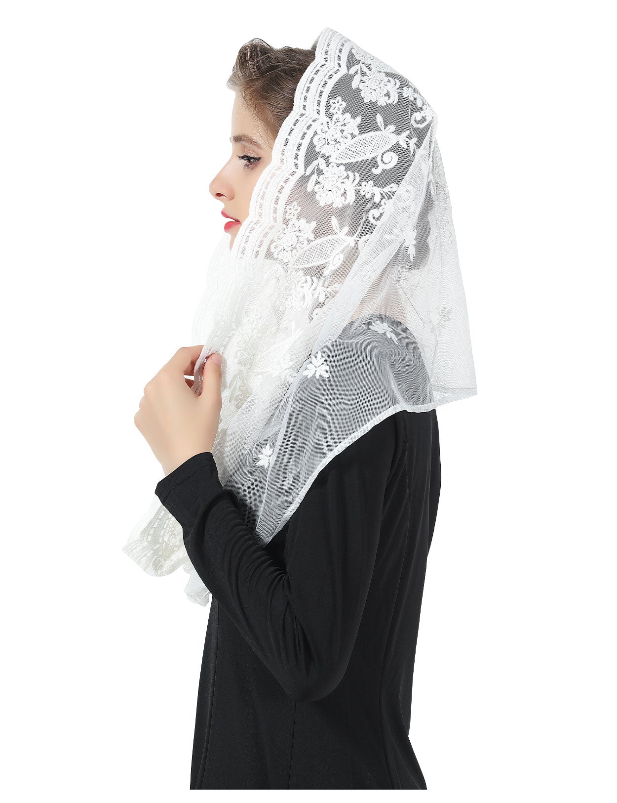 Easter Chapel Veil for Women - Infinity Lace Mantilla Head Covering