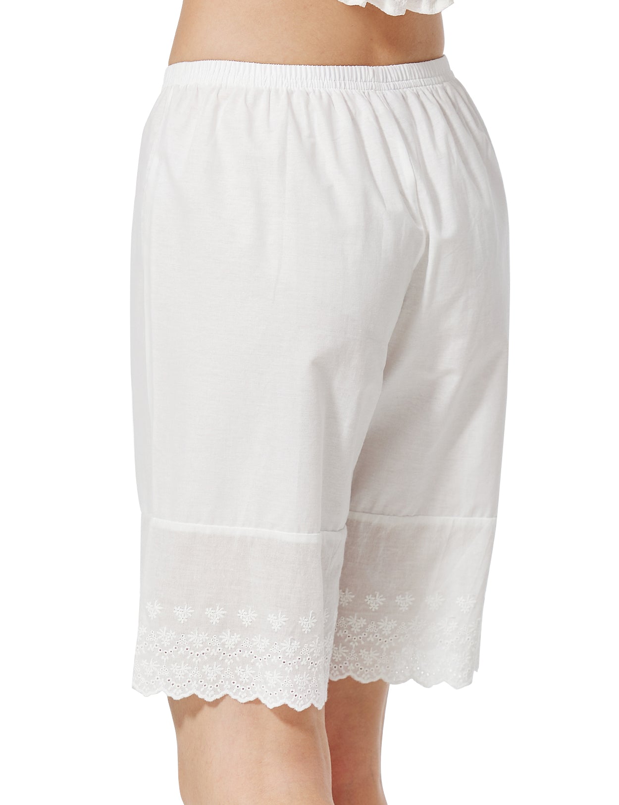 Women's Cotton Half Slip Knee-Length with Embroidery Hem | Pettipants Underskirt