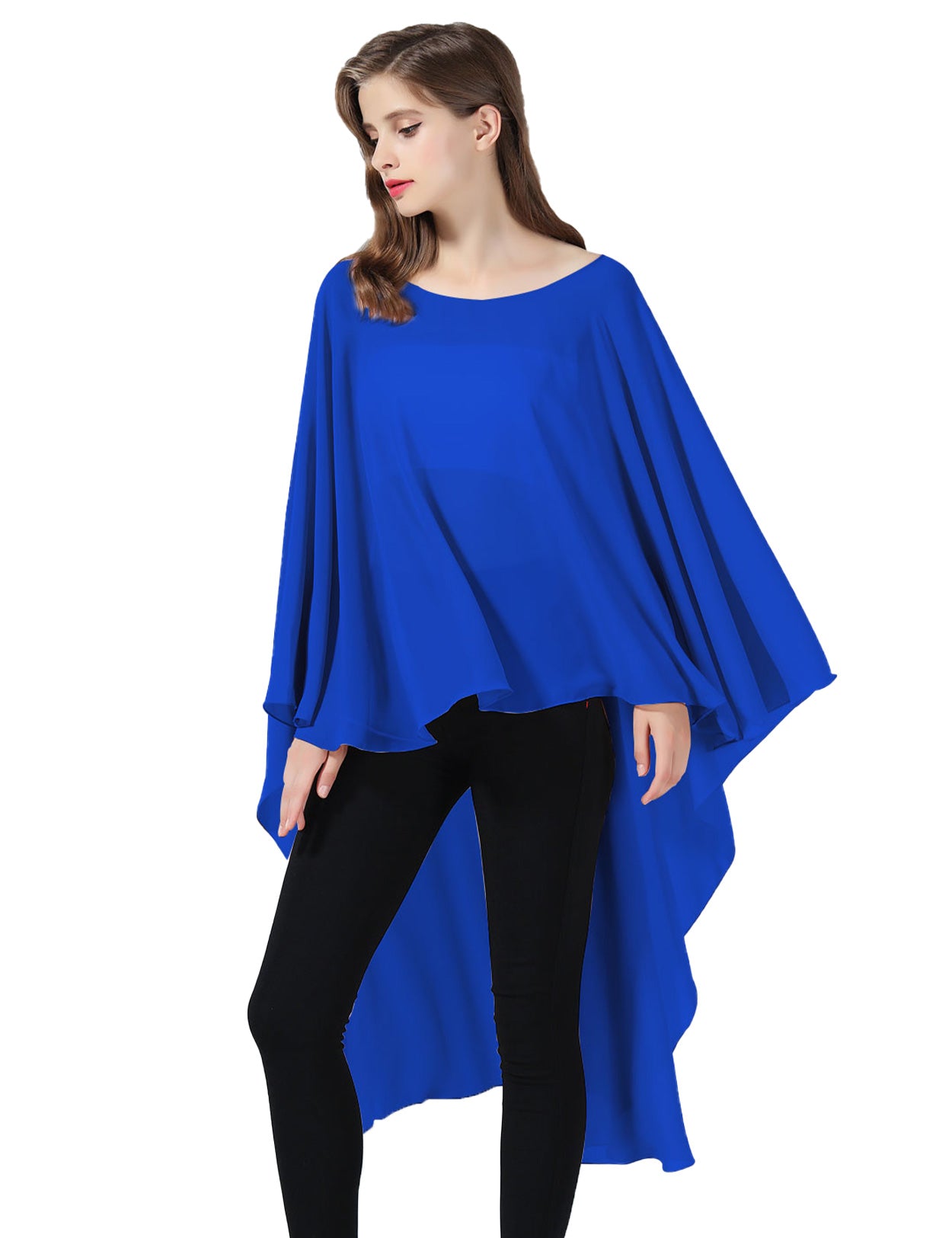Chiffon High-Low Wedding Bridal Cape Shawl (24 colors)