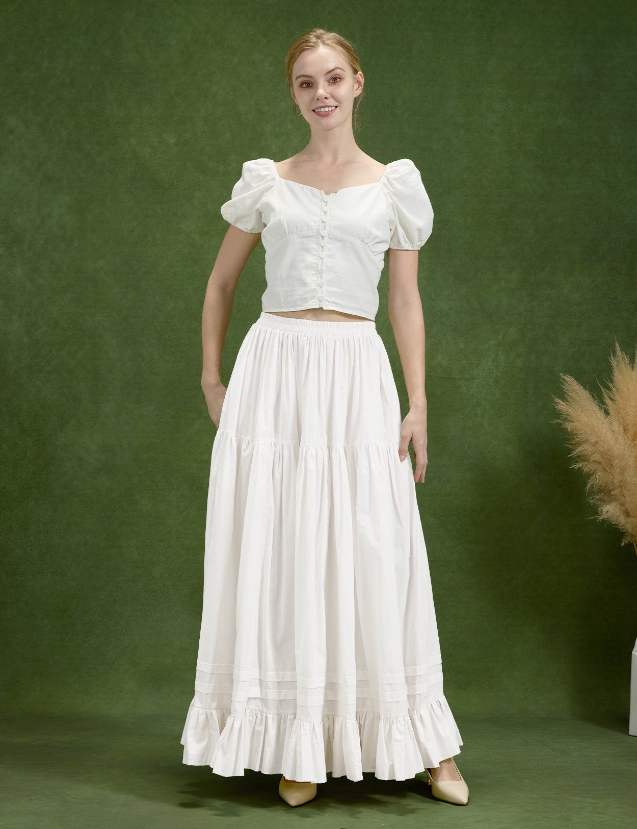 Baumwoll-Halbunterrock mit beschwertem Saum und Falten