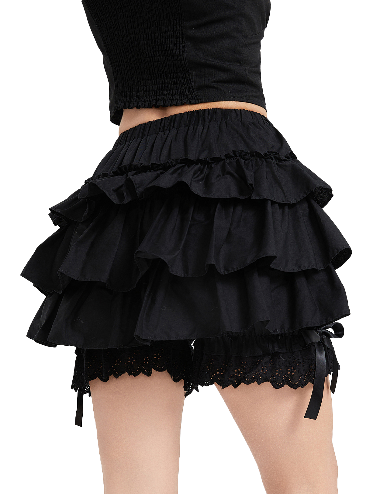Women's Vintage Cotton Bloomers: Tiered Ruffled Underskirt