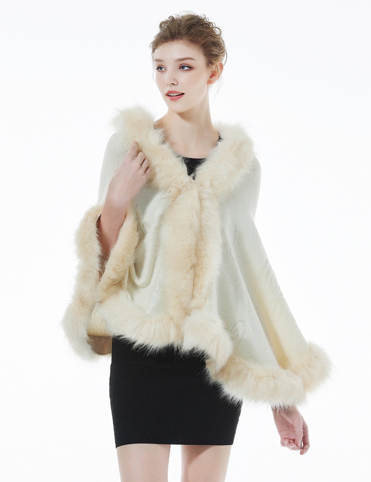 Luxurious Faux Fur Shawl for Winter Wedding Bridal Cape Elegant Wrap