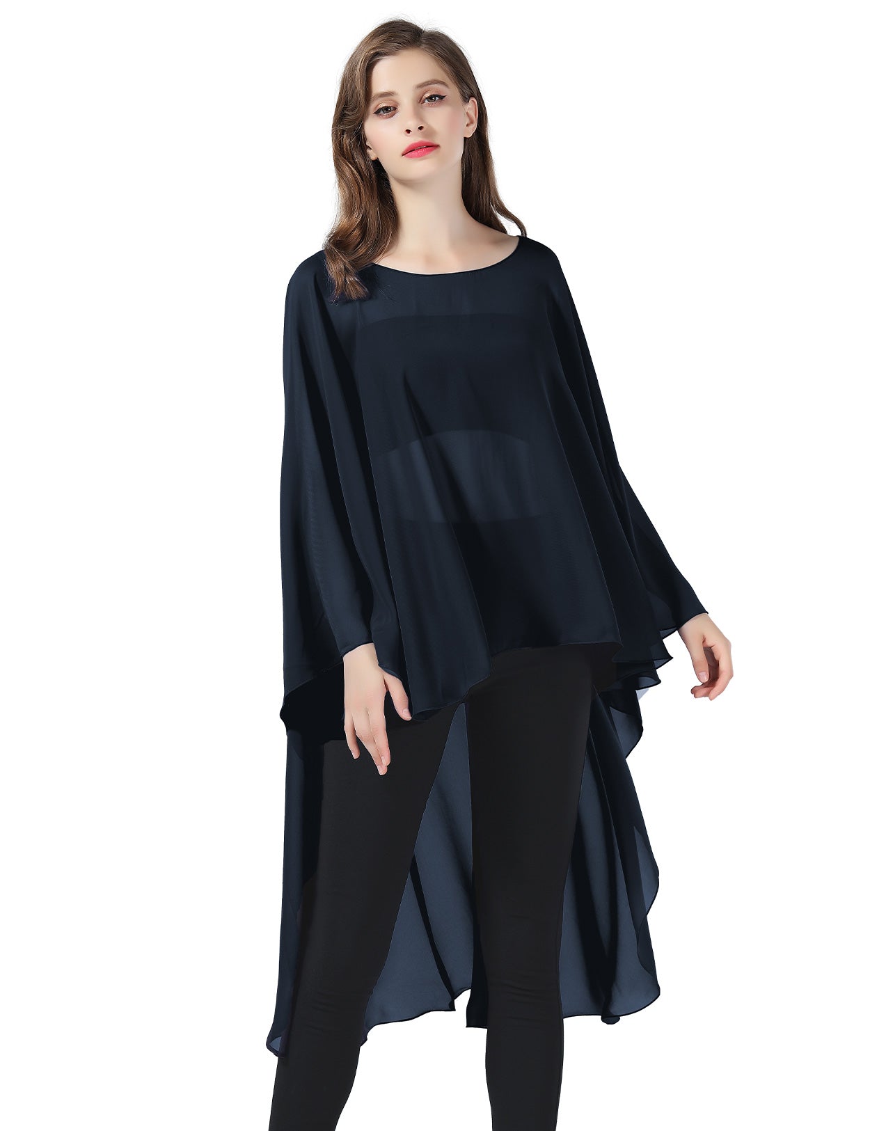 Chiffon High-Low Wedding Bridal Cape Shawl (24 colors)