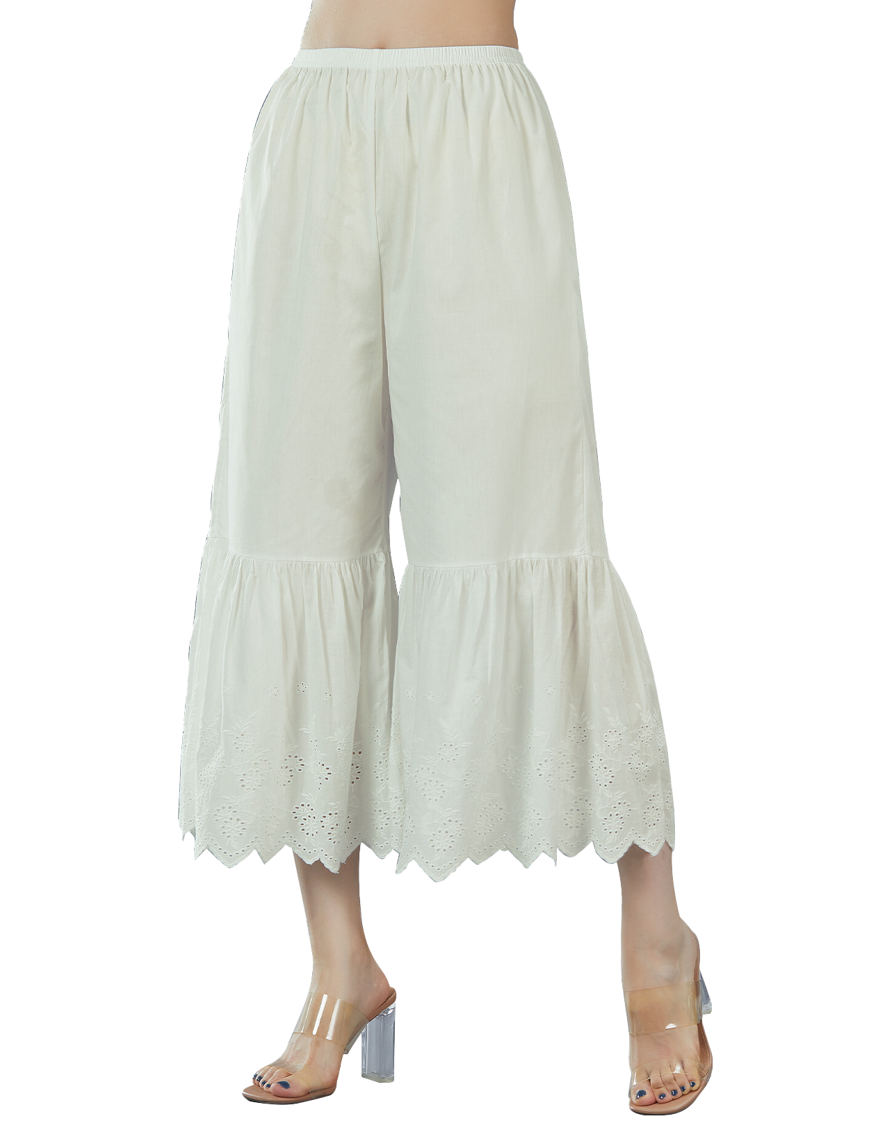 Cotton Batiste Wide Leg Underpants with Lace Trim - Pettipants
