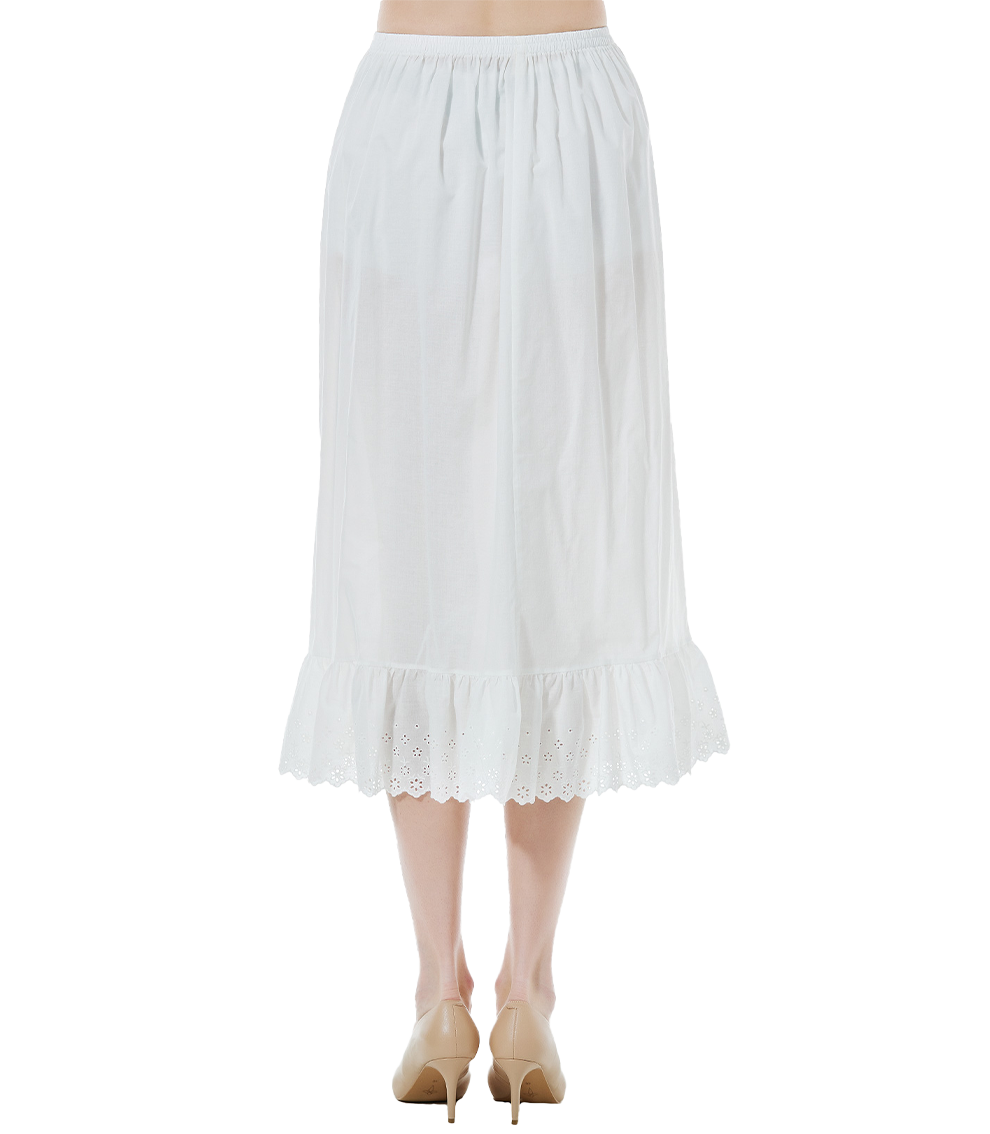 Rallonge de jupon vintage 100 % coton brodée de dentelle