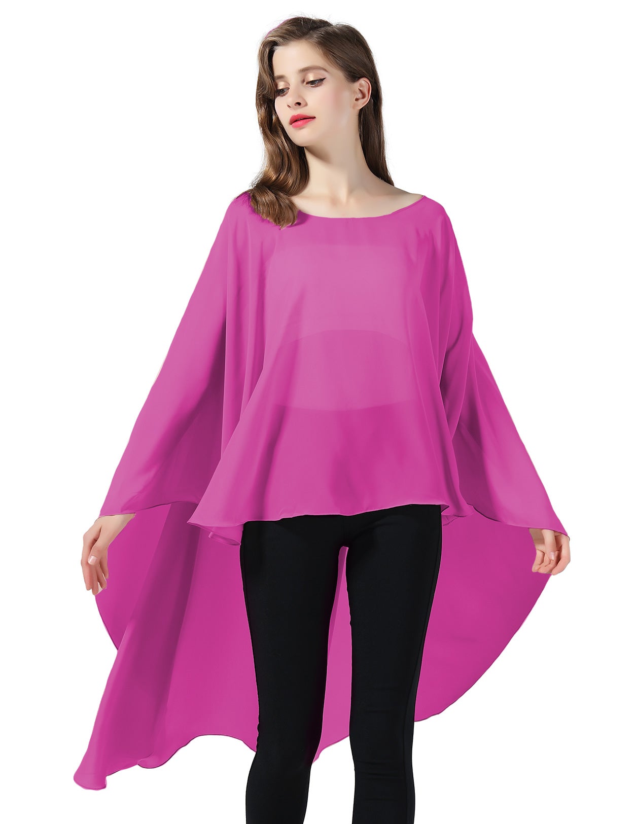 Chiffon High-Low Wedding Bridal Cape Shawl (24 colors)