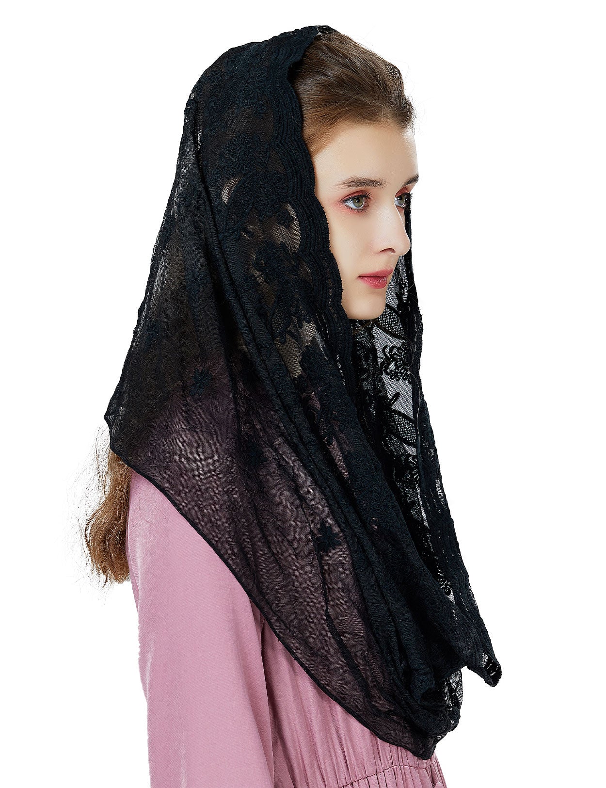Easter Chapel Veil for Women - Infinity Lace Mantilla Head Covering