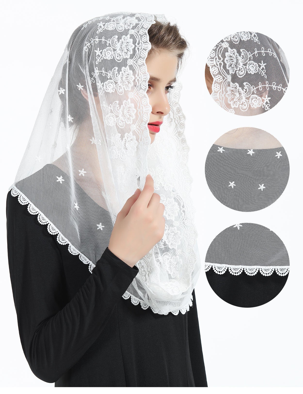 Elegant Catholic Chapel Veil for Church, Wedding & Latin Mass