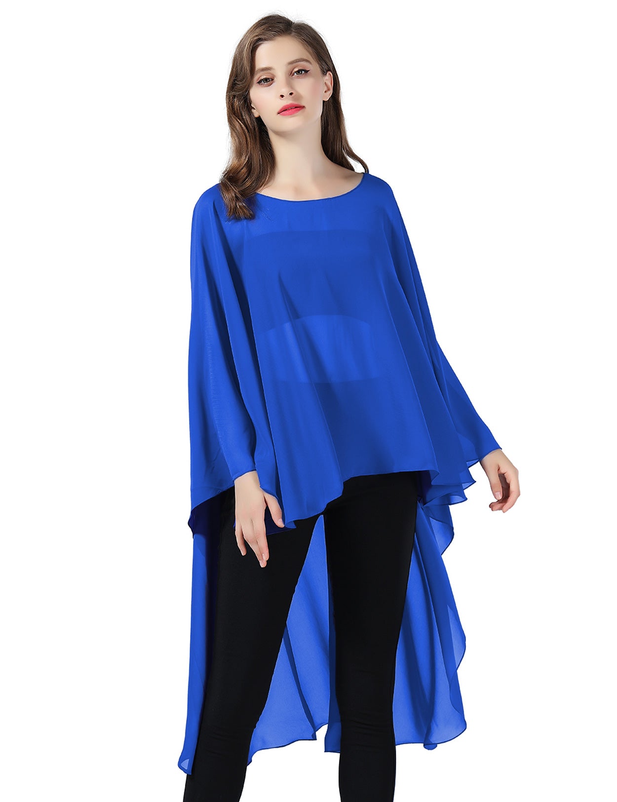 Chiffon High-Low Wedding Bridal Cape Shawl (24 colors)