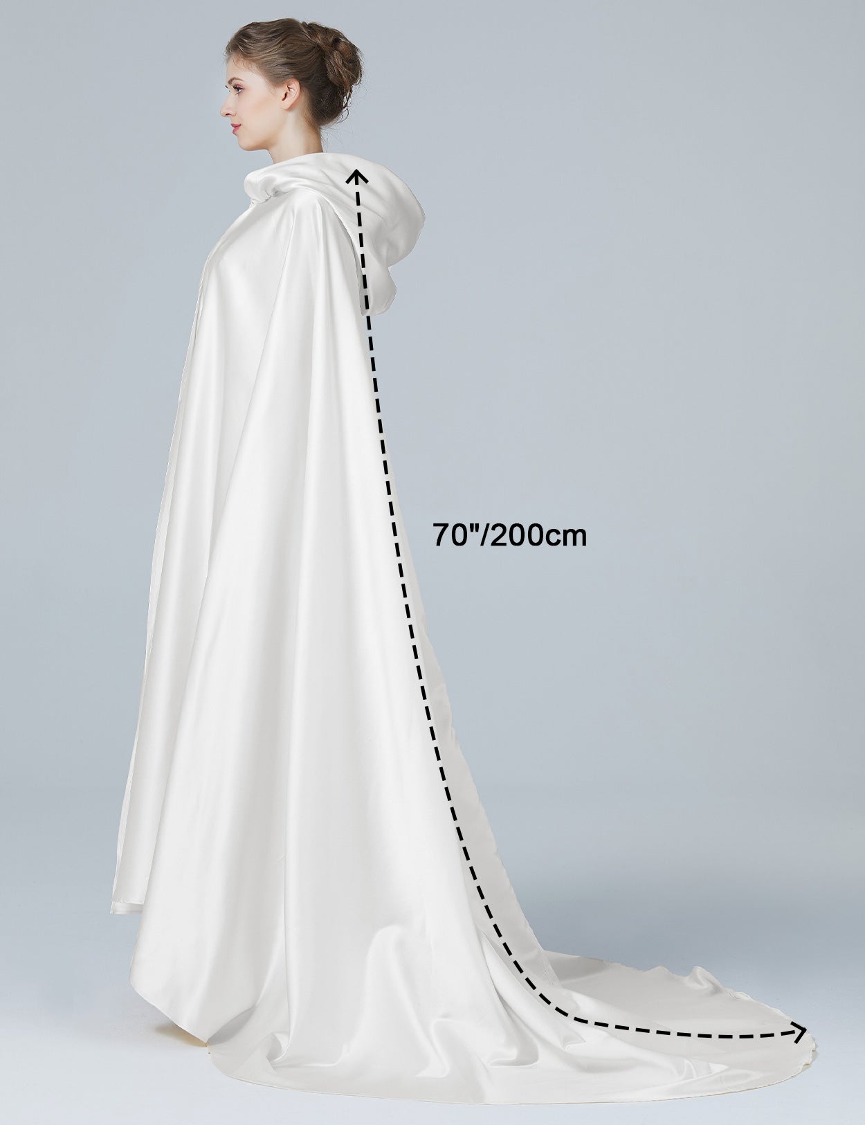 Elegant Wedding Cape with Hood - Full Length Trailing Bridal Poncho