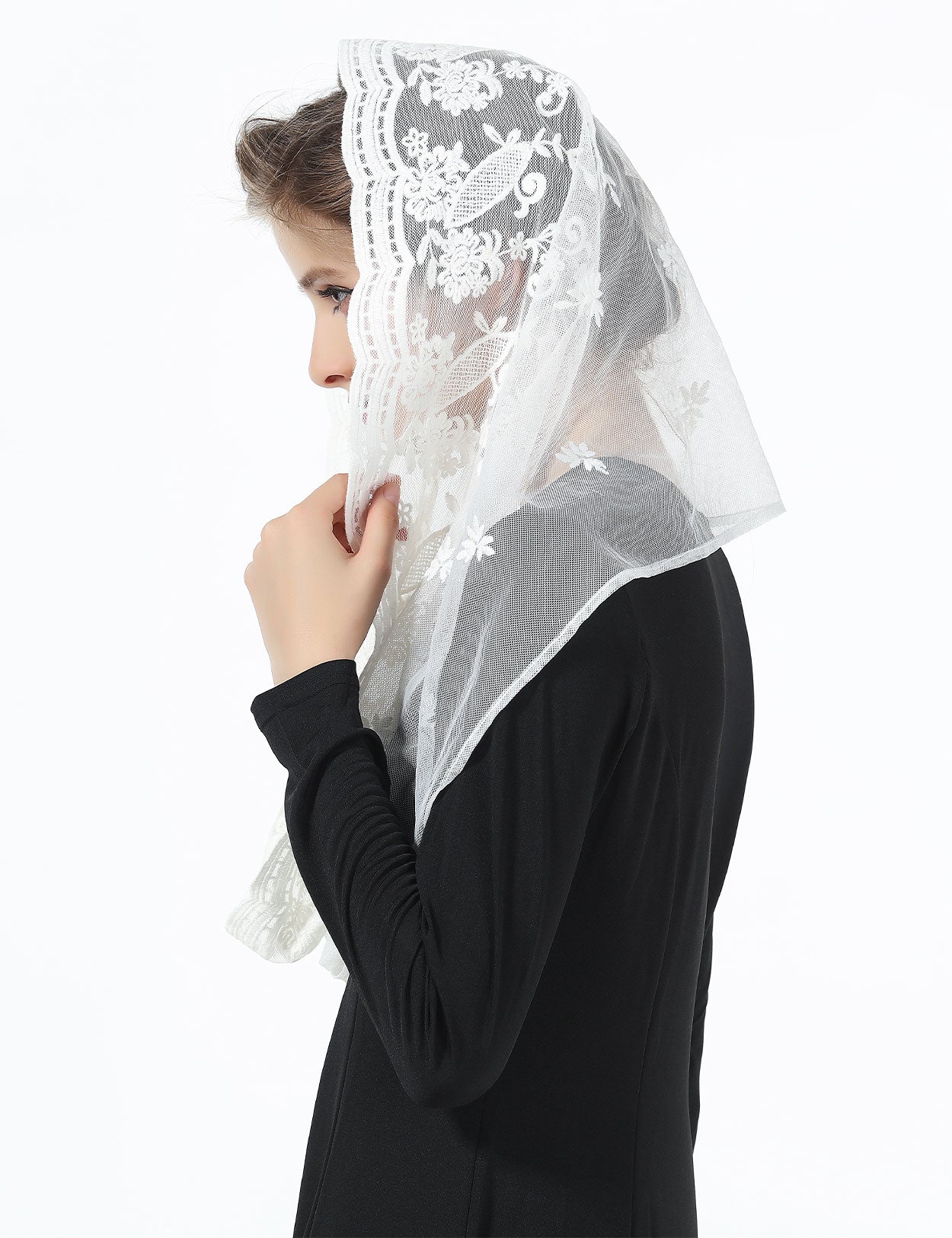 Easter Chapel Veil for Women - Infinity Lace Mantilla Head Covering