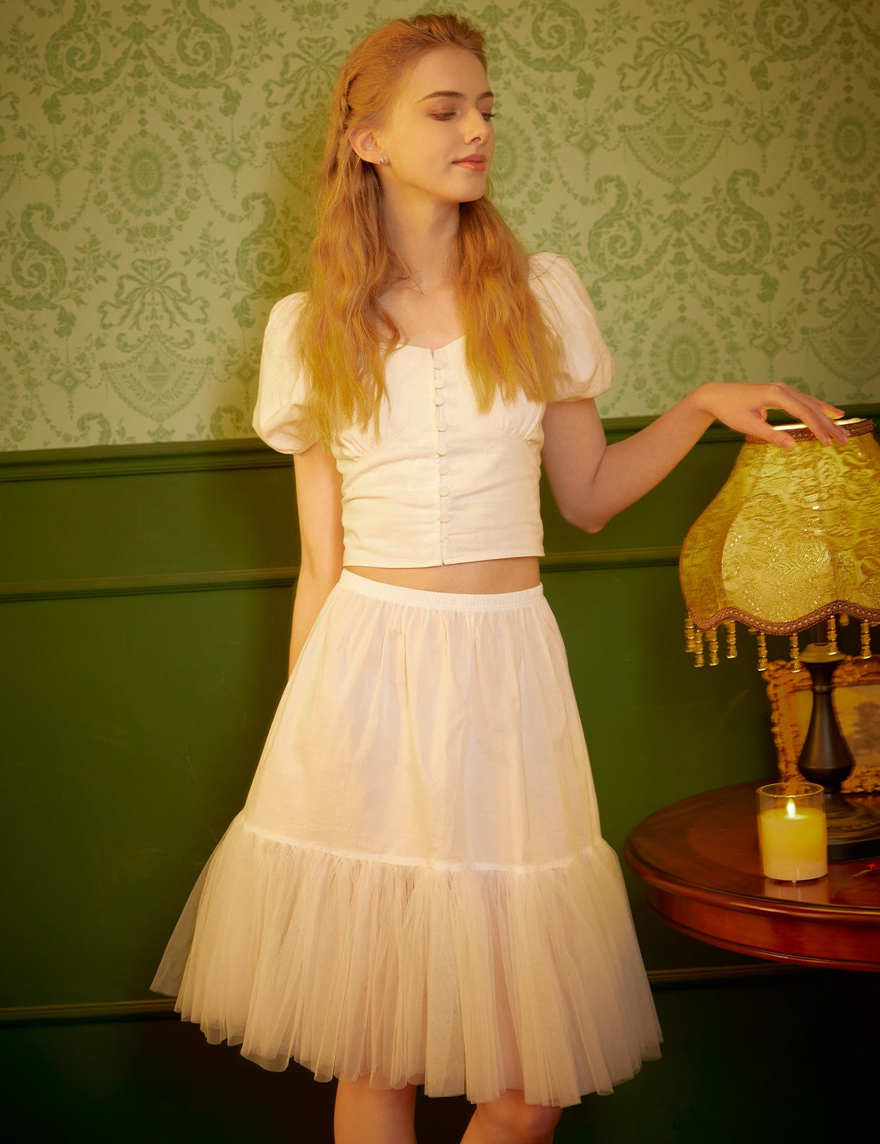 Jupe trapèze médiévale en coton pour femme