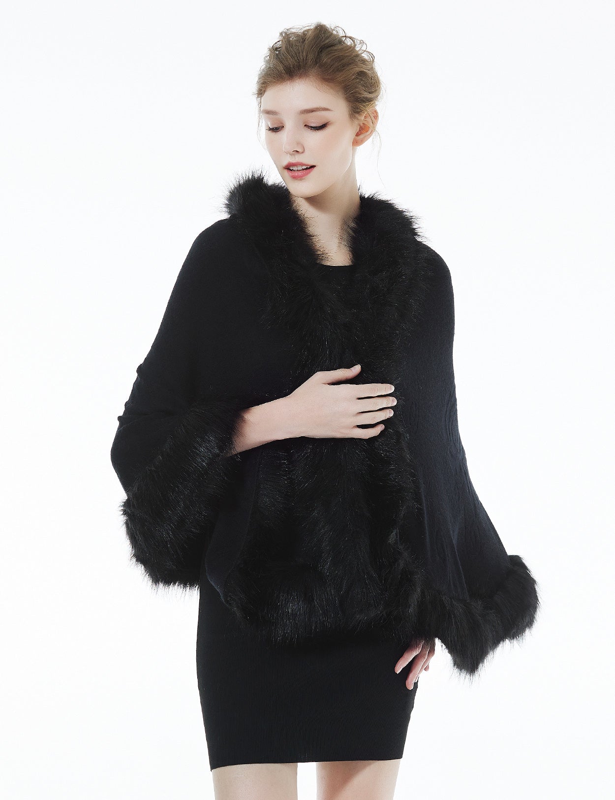 Luxurious Faux Fur Shawl for Winter Wedding Bridal Cape Elegant Wrap
