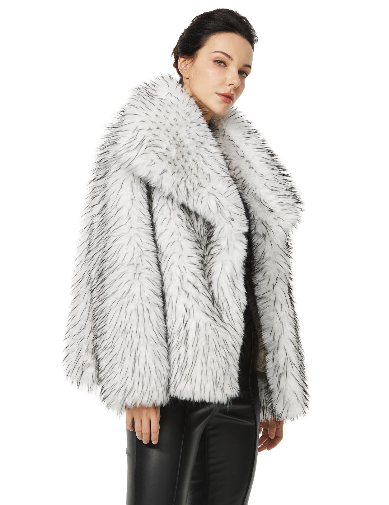 Women's Shaggy Faux Fur Coat with Pockets