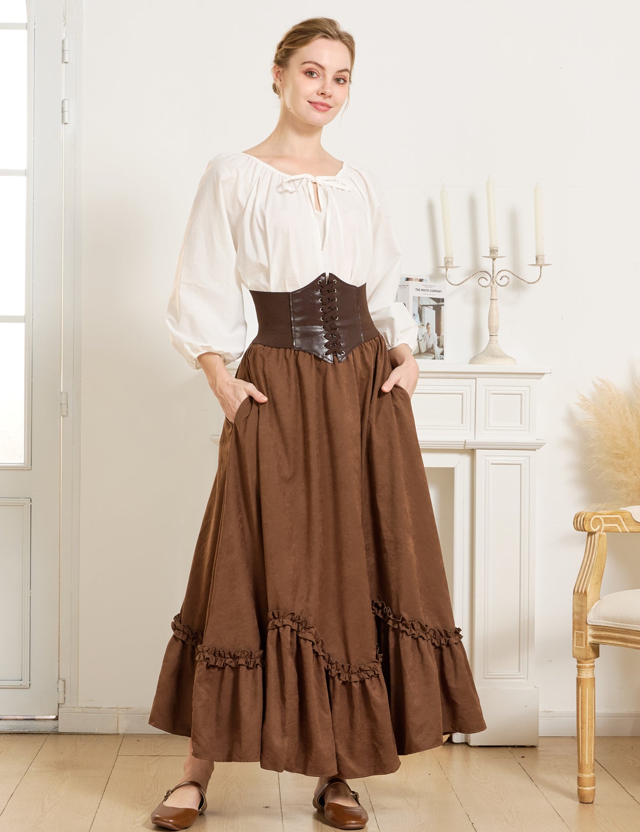 Falda larga estilo victoriano gótico steampunk, vestido medieval renacentista