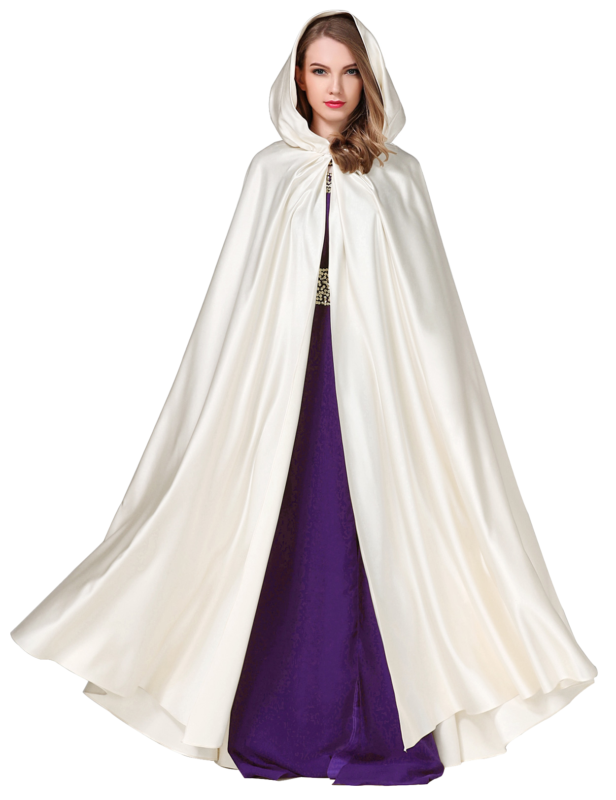 Elegant Hooded Bridal Cape - Full Length Wedding Cloak