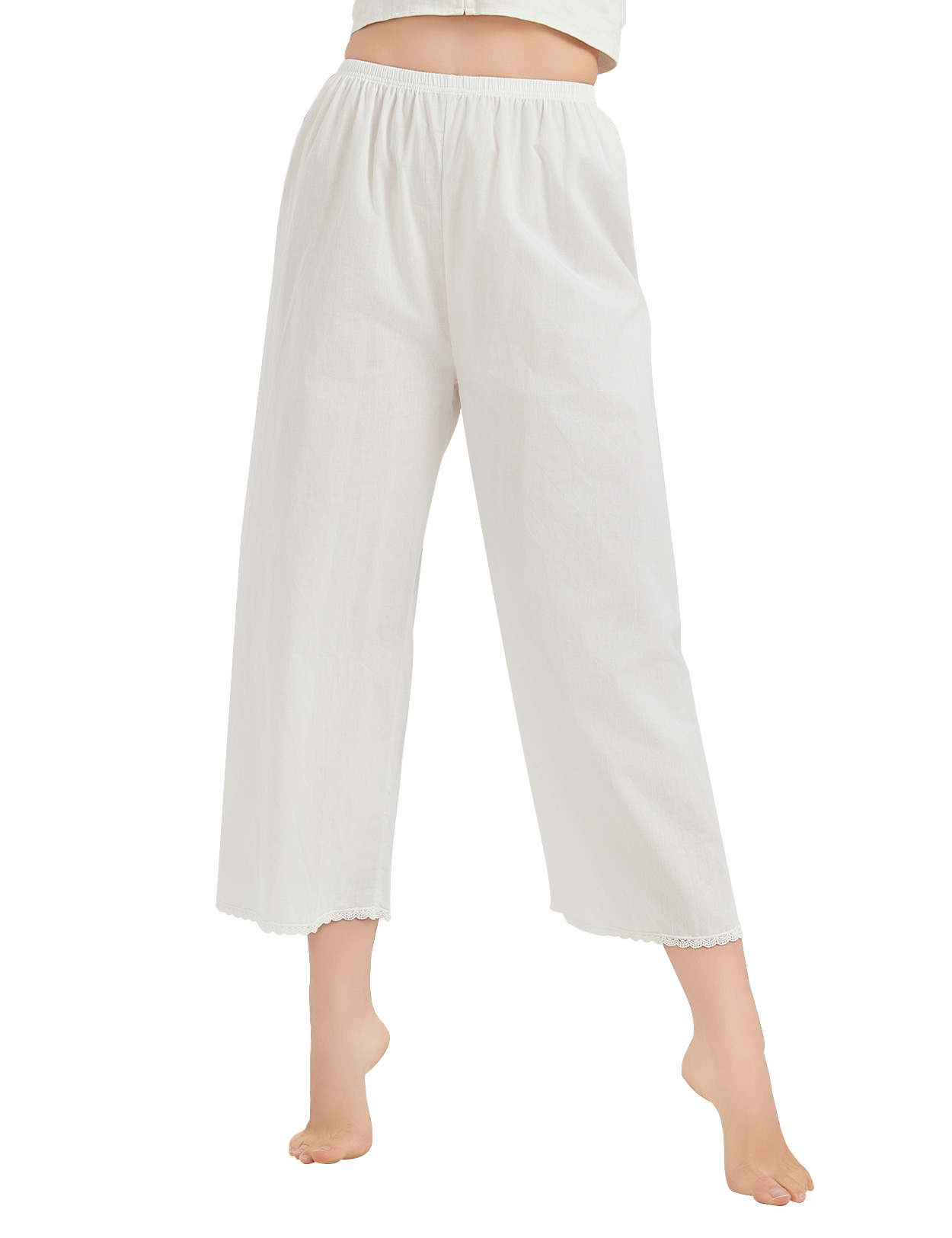 Women's Cotton Pettipants with Lace Trim, Loose Fit