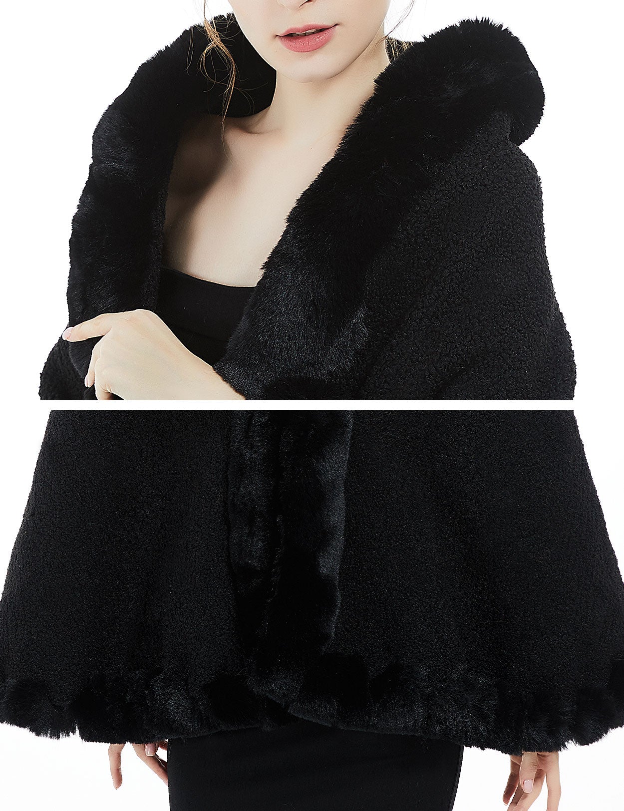 Warm Faux Fur Bridal Shawl for Winter Weddings & Events