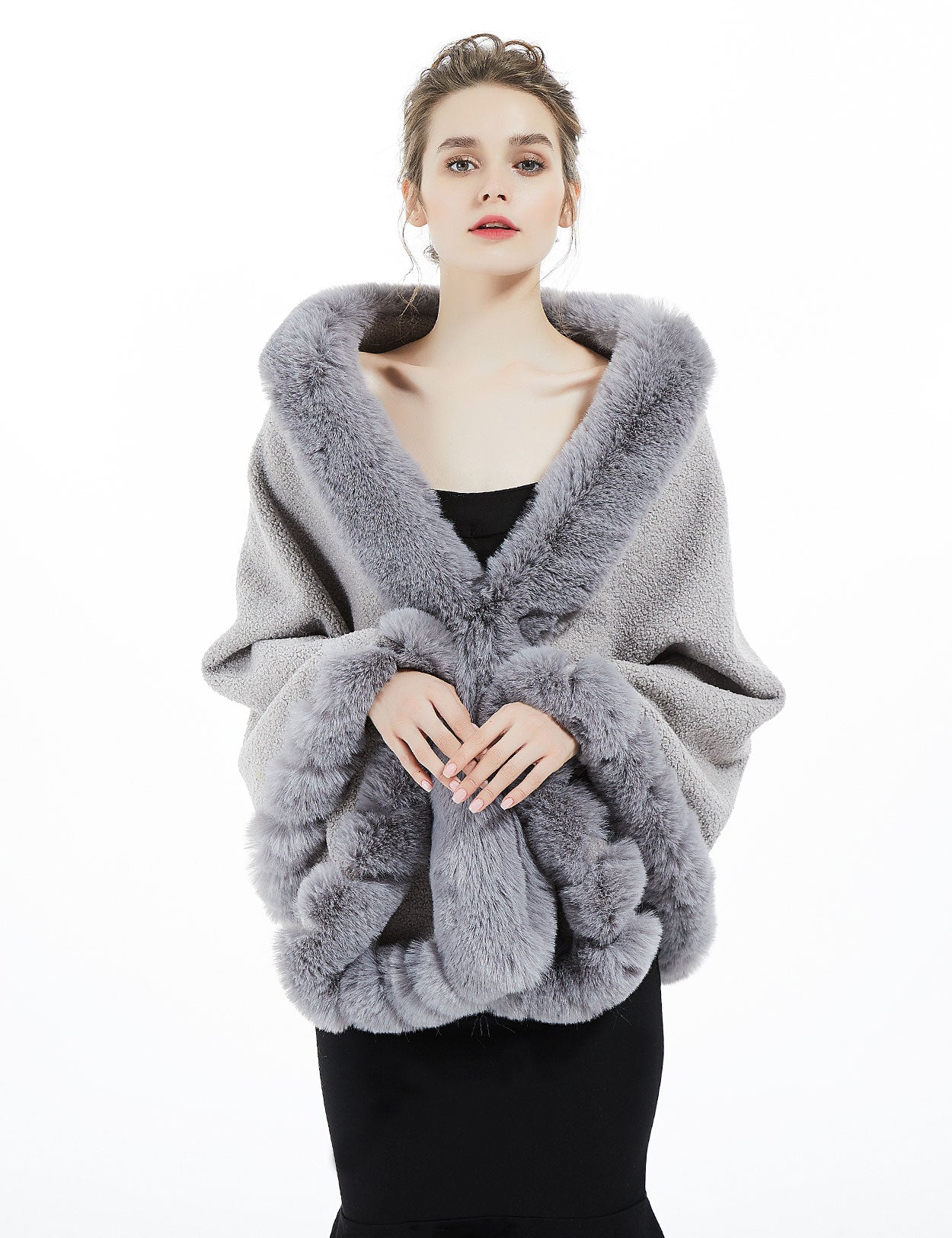 Warm Faux Fur Bridal Shawl for Winter Weddings & Events