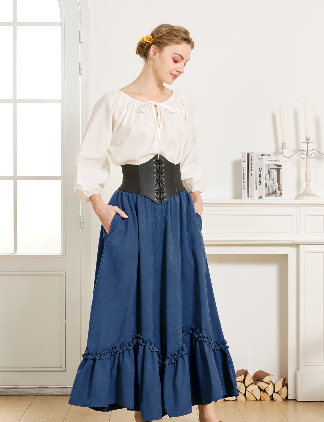 Falda larga estilo victoriano gótico steampunk, vestido medieval renacentista