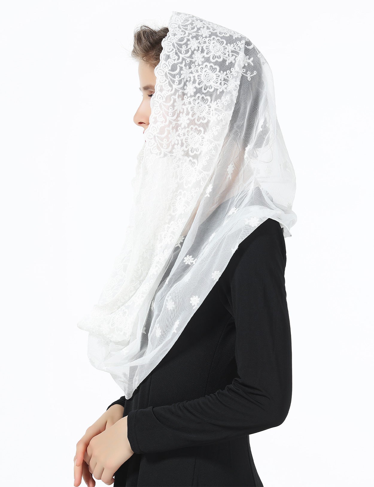 Easter Chapel Veil - Lace Mantilla for Church & Latin Mass