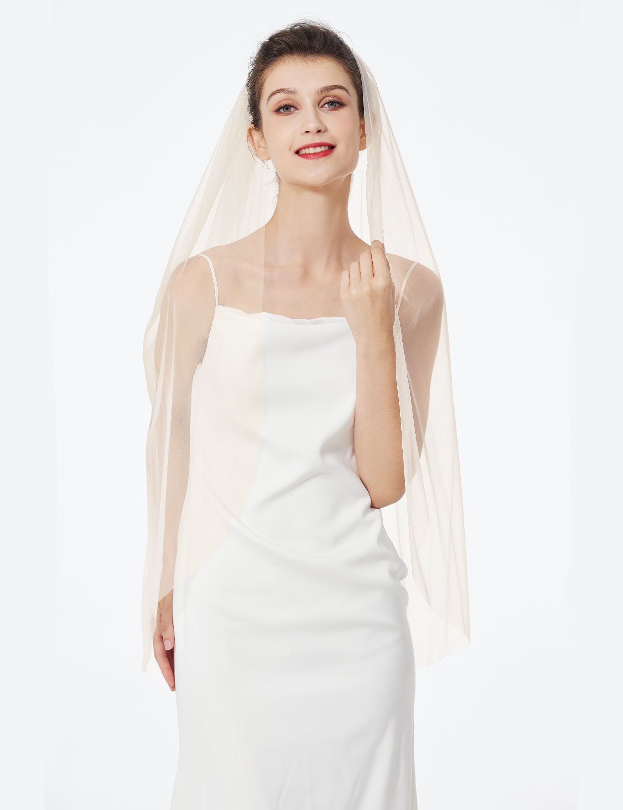 1-Tier Cut Edge Bridal Veil w/ Comb | Fingertip & Cathedral