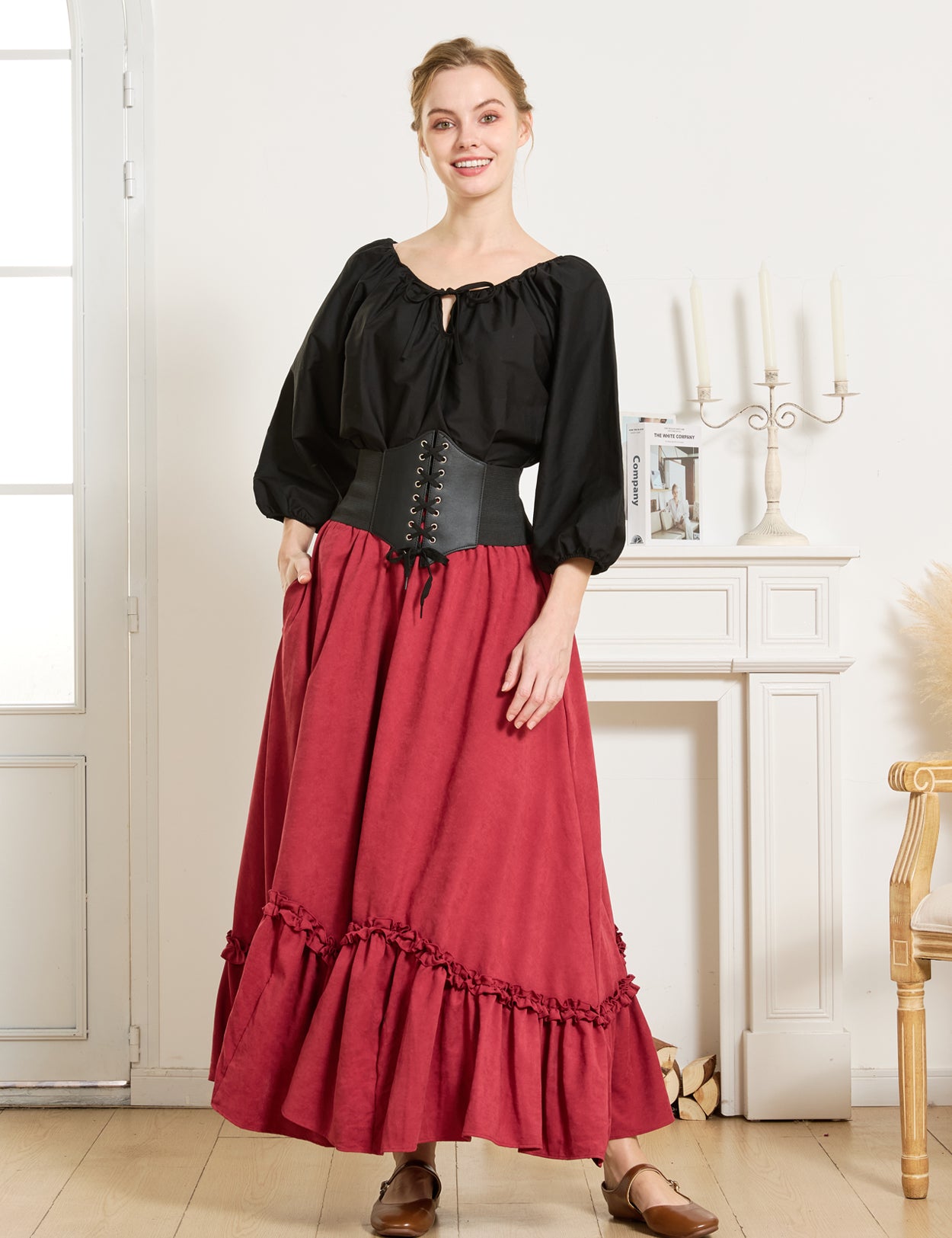 Falda larga estilo victoriano gótico steampunk, vestido medieval renacentista