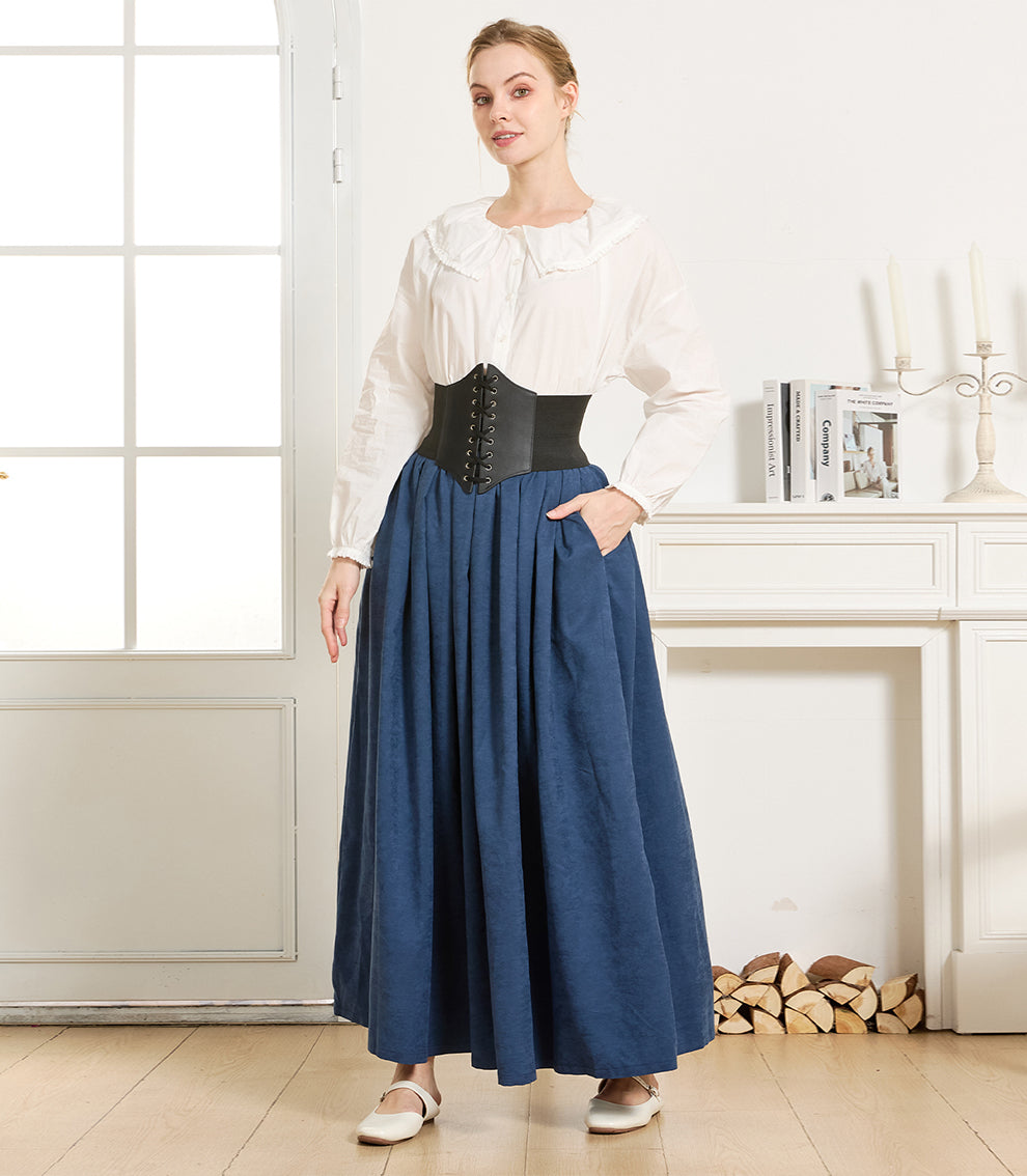 Medieval Style Skirt with Pockets - Elastic Waist