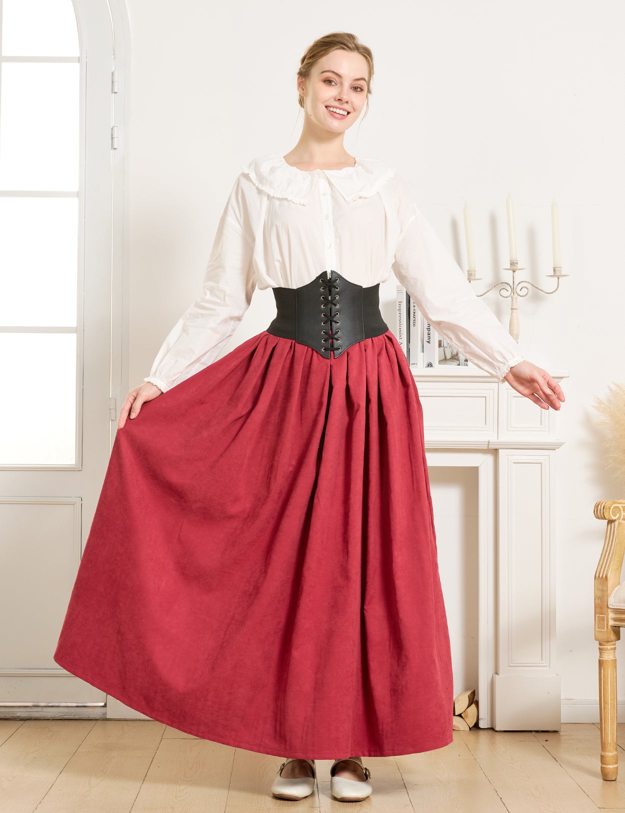 Mittelalterlicher Rock mit Taschen – Elastischer Bund