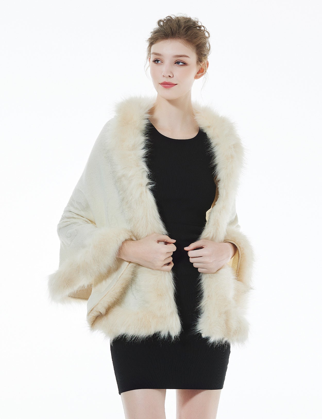 Luxurious Faux Fur Shawl for Winter Wedding Bridal Cape Elegant Wrap