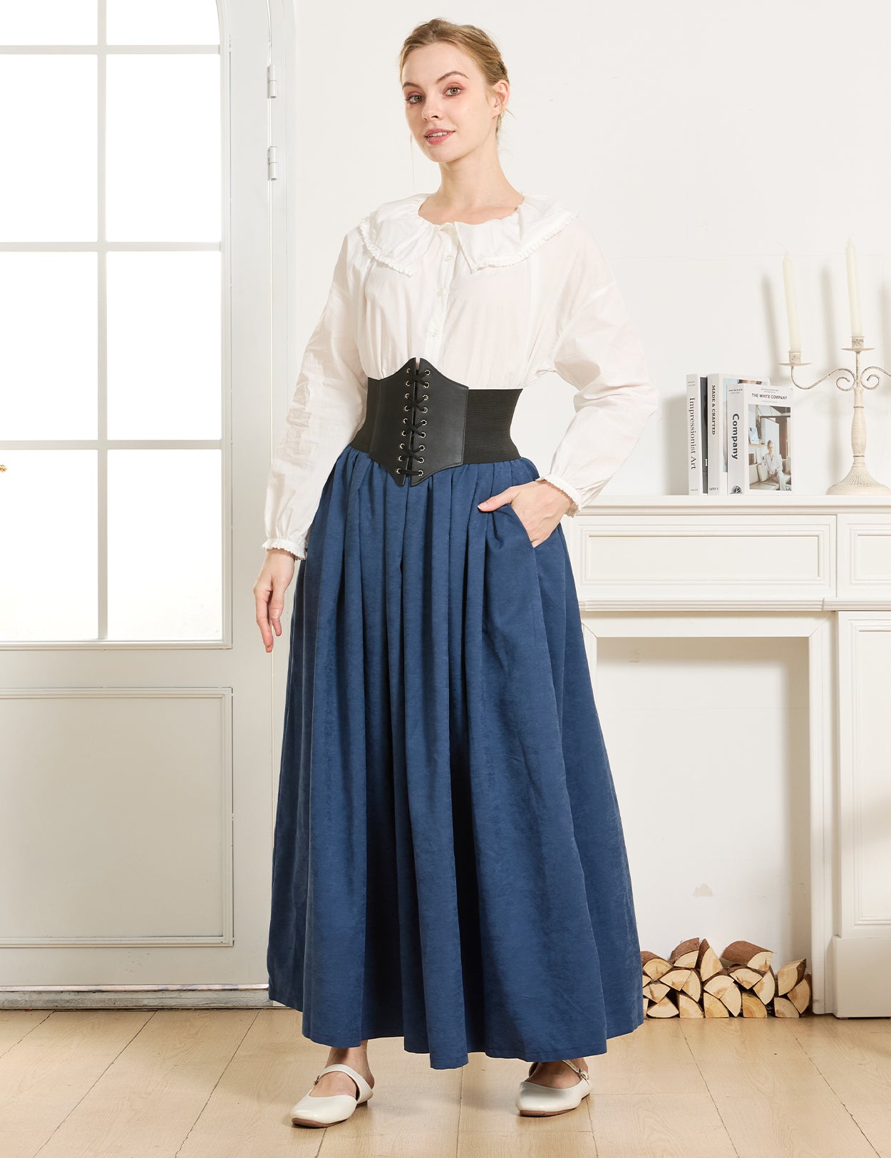 Mittelalterlicher Rock mit Taschen – Elastischer Bund