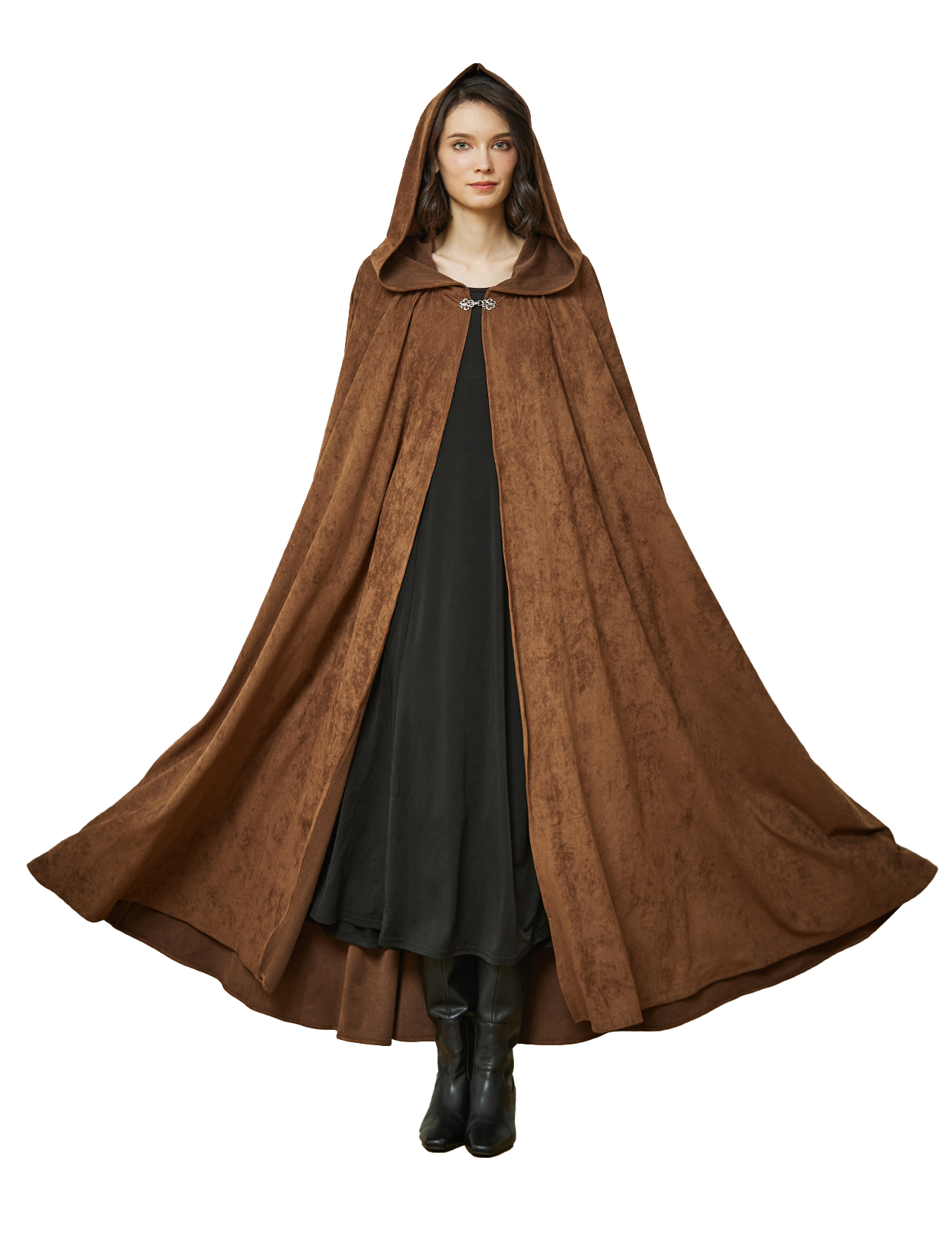 Medieval Hooded Cloak for Halloween Cosplay Suede Cape