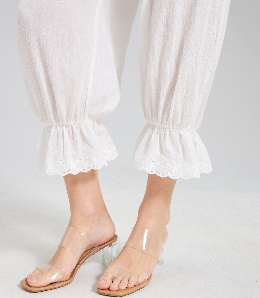 Victorain 100% Cotton Ruffled Bloomers with Pockets