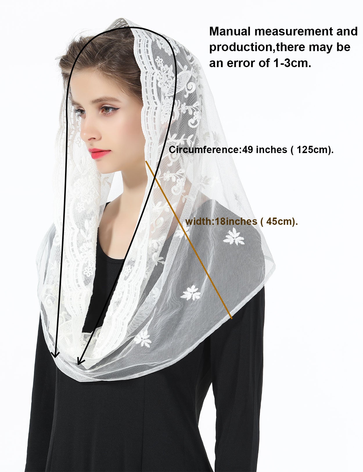 Easter Chapel Veil for Women - Infinity Lace Mantilla Head Covering