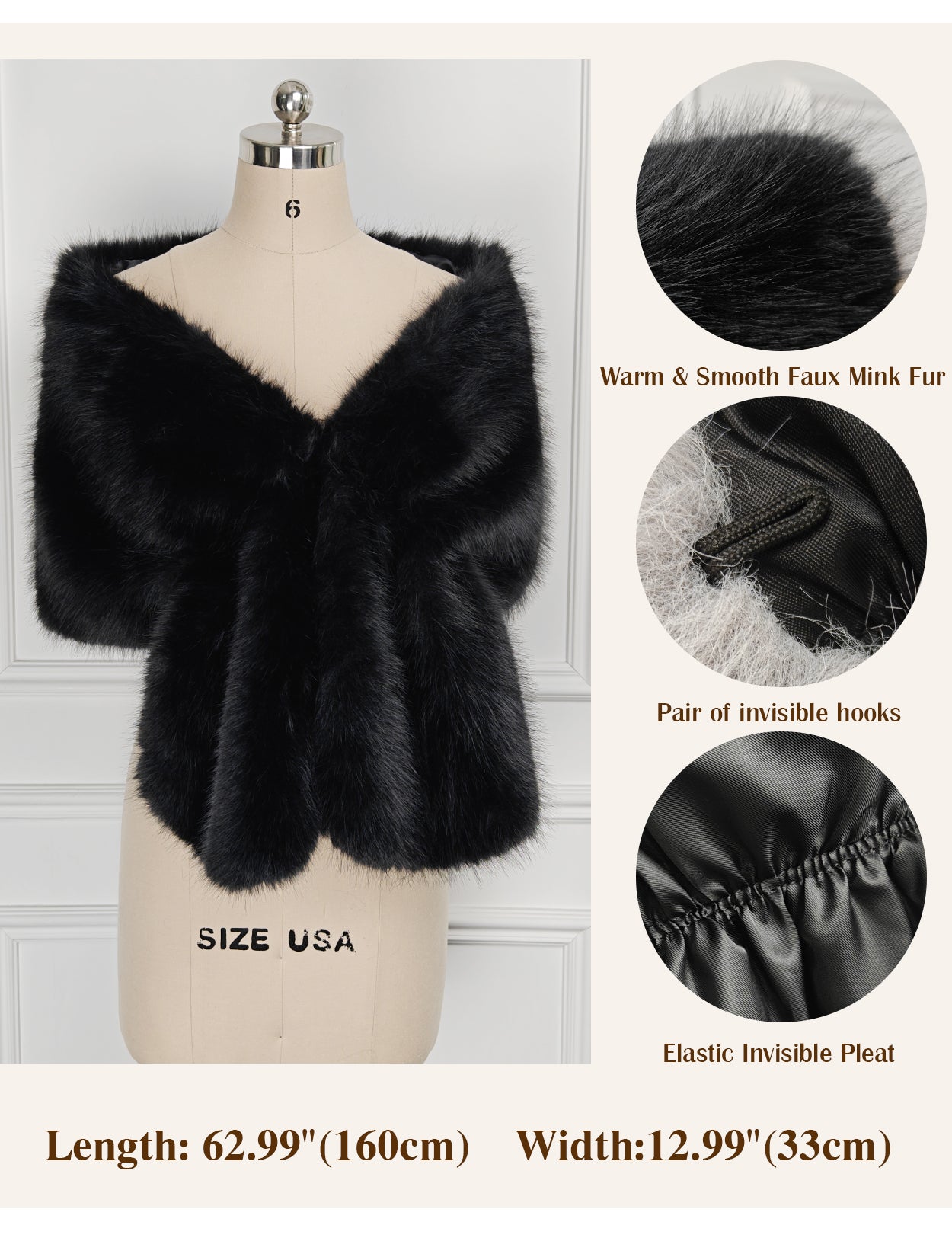 Winter Faux Fur Shawl: Elegant Bridal Wedding Wrap & Stole