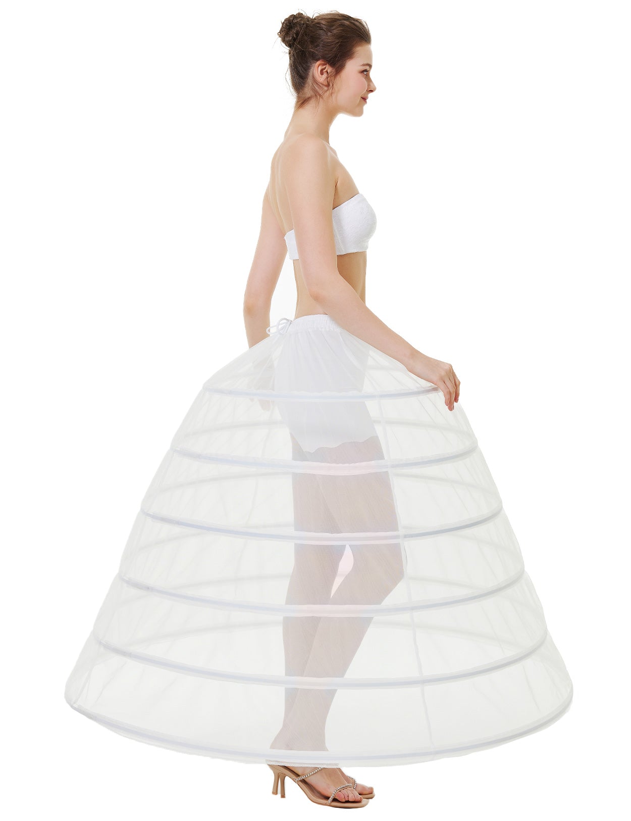 6-Hoop A-Line Bridal Petticoat - Floor-Length Wedding Crinoline