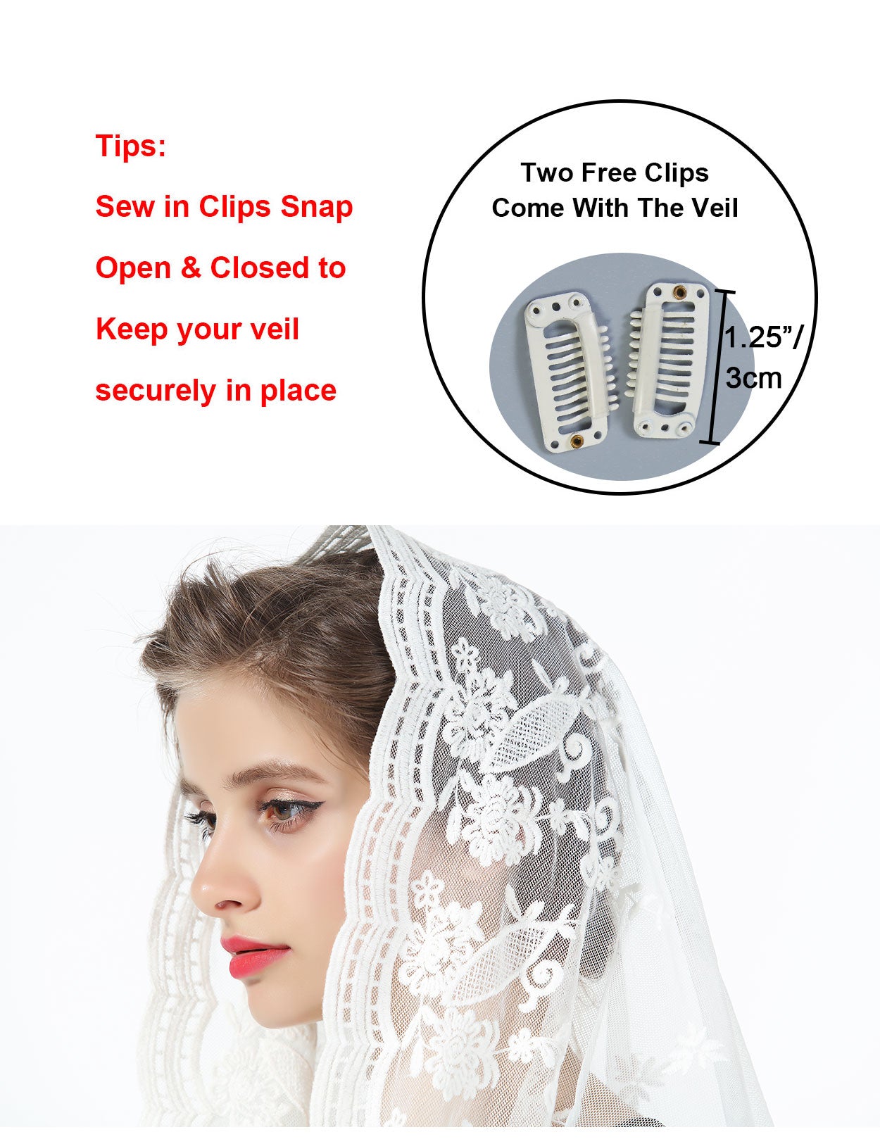Easter Chapel Veil for Women - Infinity Lace Mantilla Head Covering