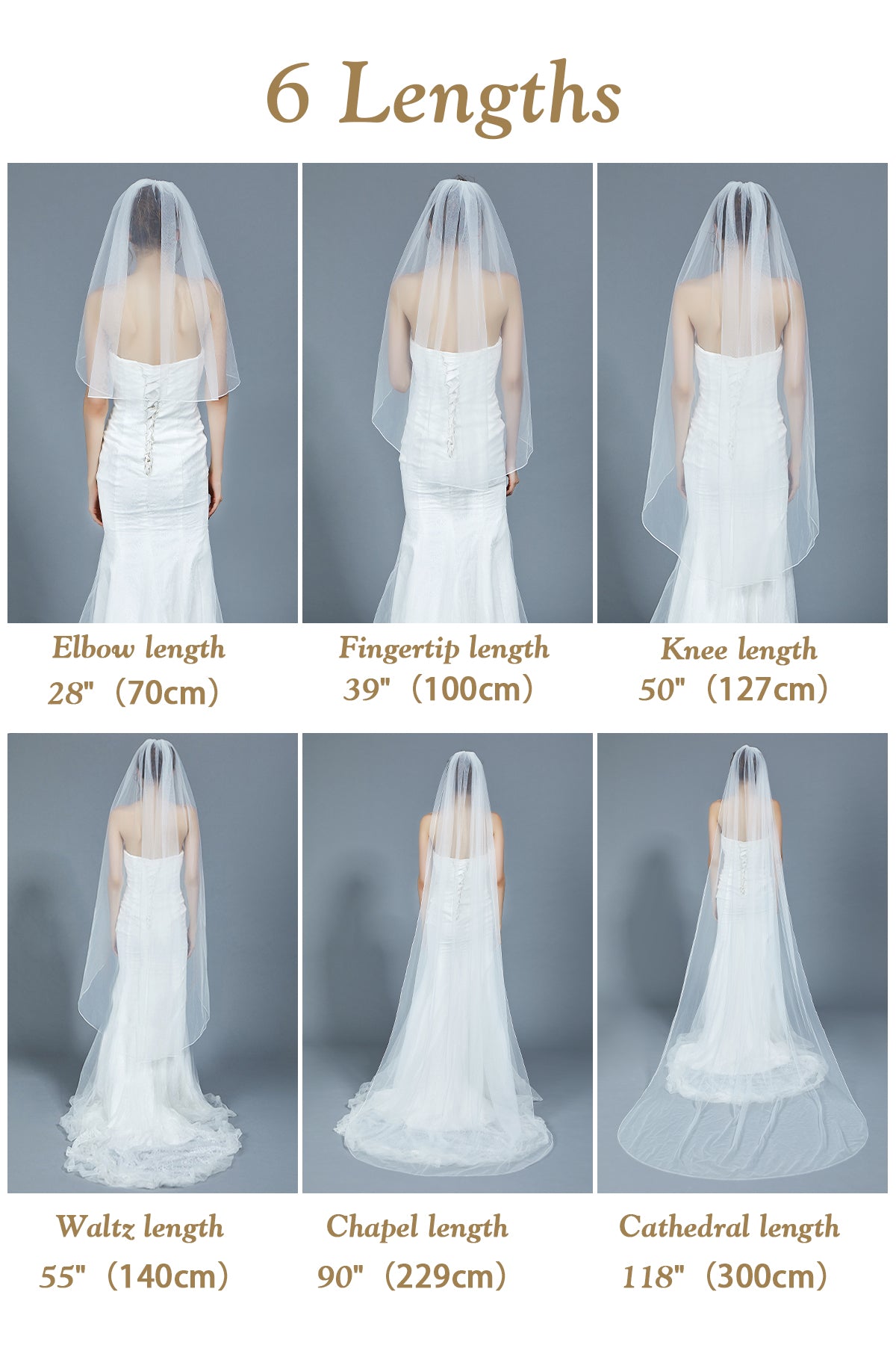 1-Tier Cut Edge Bridal Veil w/ Comb | Fingertip & Cathedral