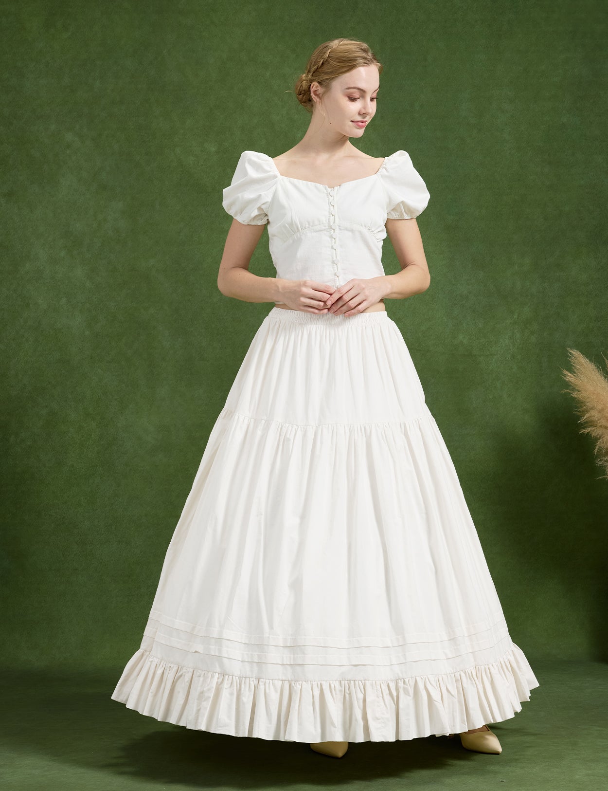 Baumwoll-Halbunterrock mit beschwertem Saum und Falten