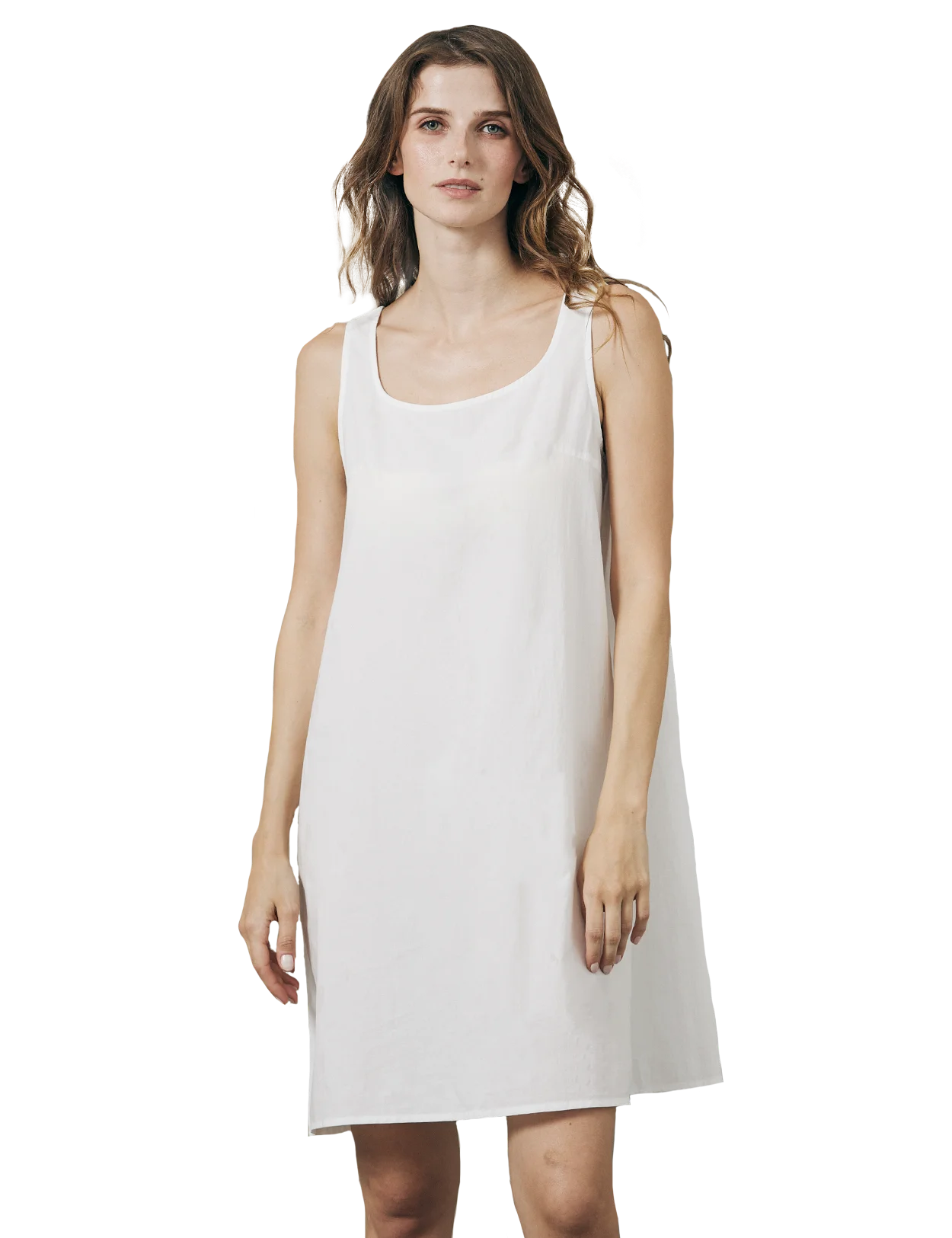 100% cotton full slip with wide straps in white, comfortable underdress and nightwear for women