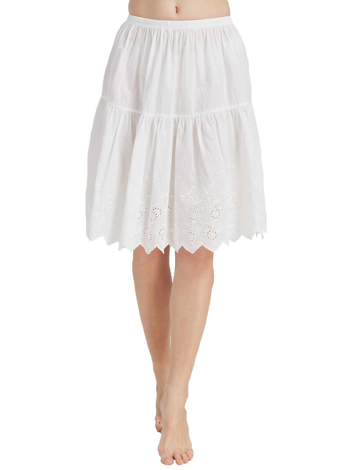 Cotton Skirt Extender Slip with Vintage Lace Trim - Front View