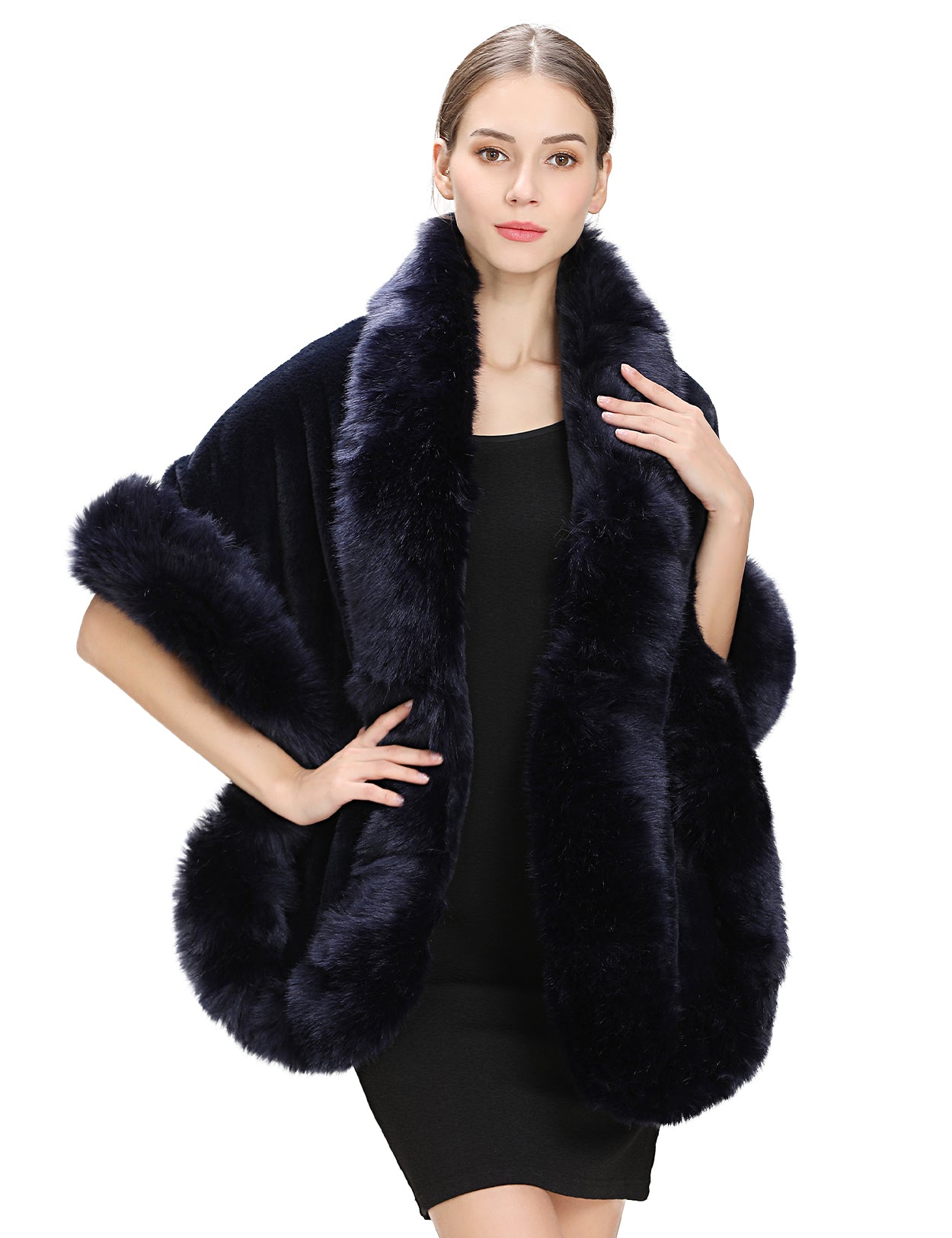 Luxury faux fur shawl for bridal wedding and evening dresses